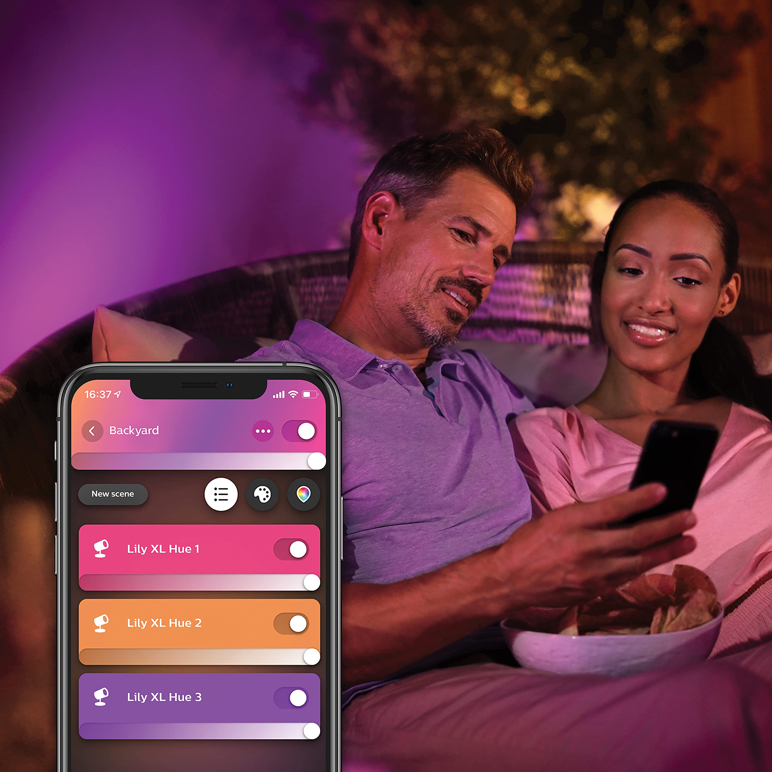 Philips Hue Lily XL Basis Set 3 Gartenstrahler Anthrazit Weißes Farbiges Licht Hue White Color Ambiance