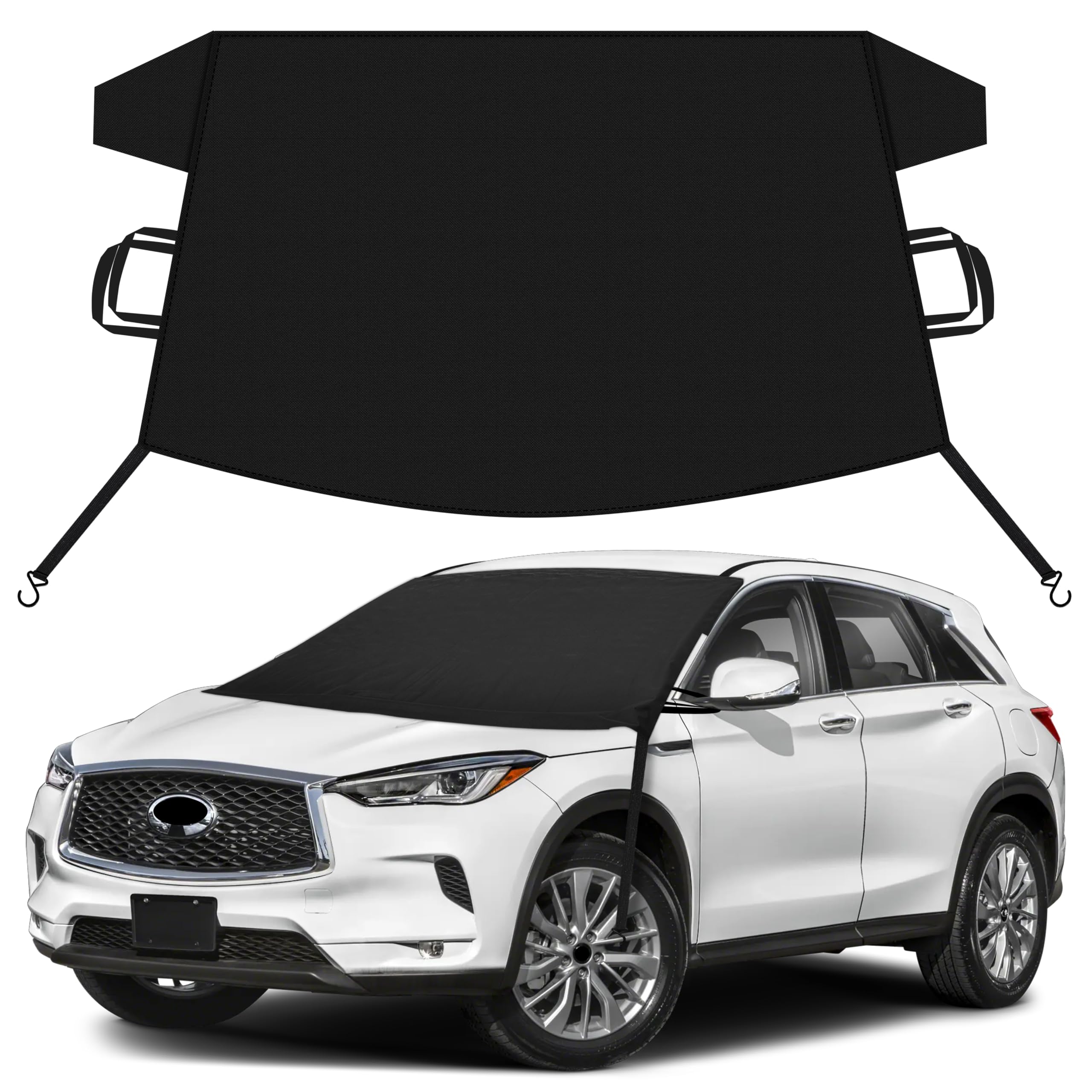 EcoNour Car Snow Cover Compatible for Infiniti QX50 QX55 | Windshield Cover for Ice and Snow with S-Hook Straps | Heavy-Duty 600D Oxford Winter Car Cover, Waterproof &amp; Anti-Slip