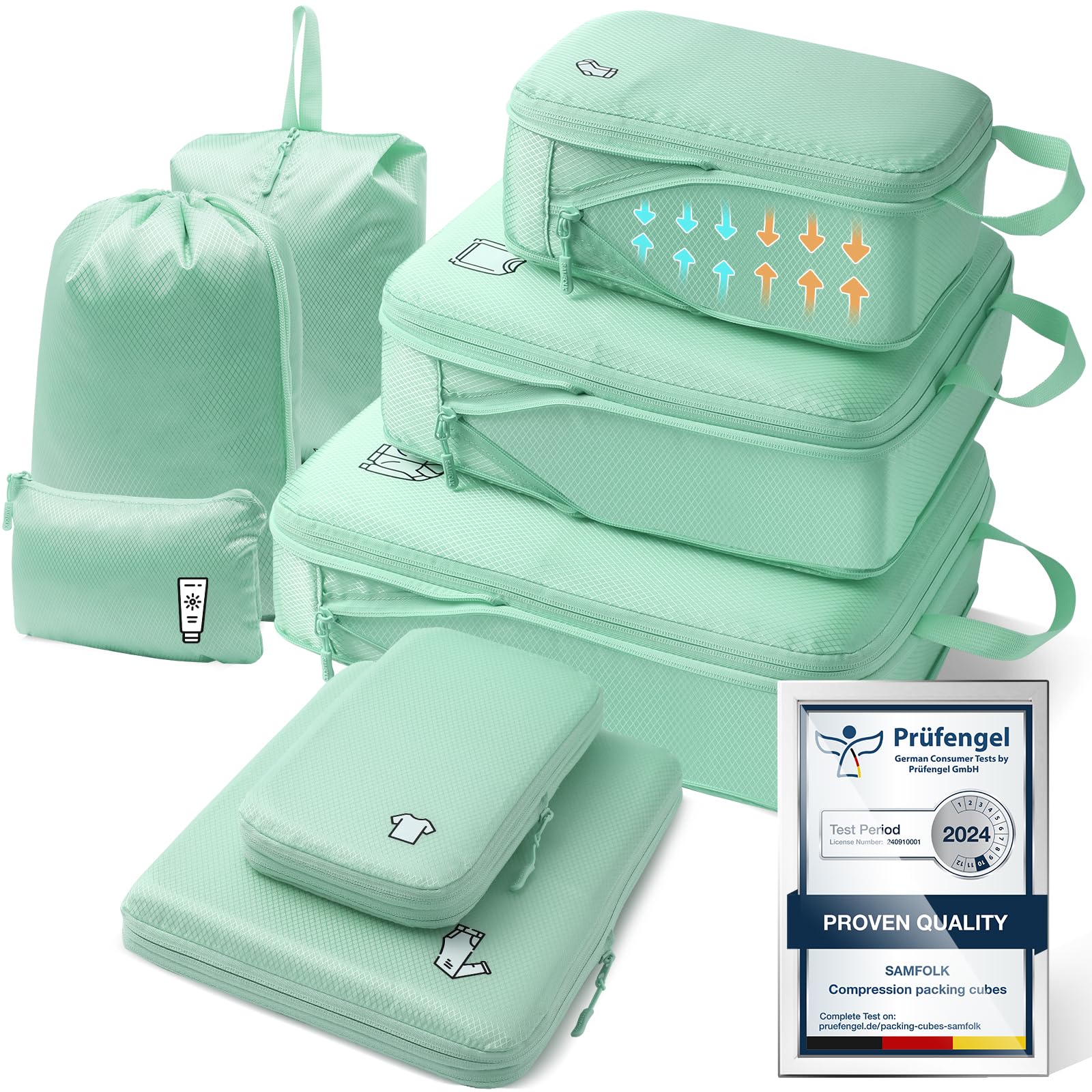 Compression Packing Cubes for Suitcases Packing Cubes Compression Set Waterproof Suitcase Organiser Bags for Travel Suitcase Luggage Packing Organizer Bags Travel Essentials-image-6