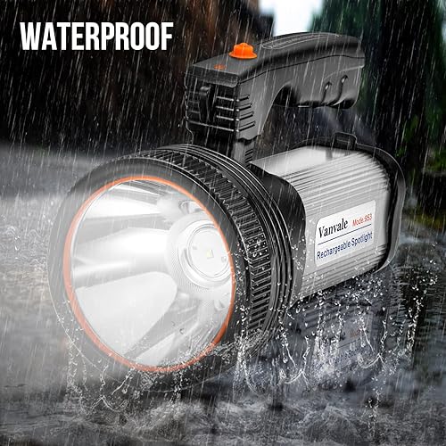 Miniatura 4 de Linterna táctica LED recargable de mano con foco de mango 6000 lúmenes de alta potencia súper brillante antorcha con salida USB (plata)