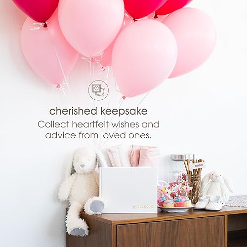 Miniatura 5 de Pearhead Linen Guest Book, Ivory with Gold Script, Gender Neutral Event Keepsake, Baby Shower or Wedding Bridal Shower Party Sign-In Book, 100 Blank