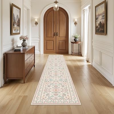 Uermei Runner Rug for Hallways Kitchen 2x8 Washable Area Rug Boho Floral