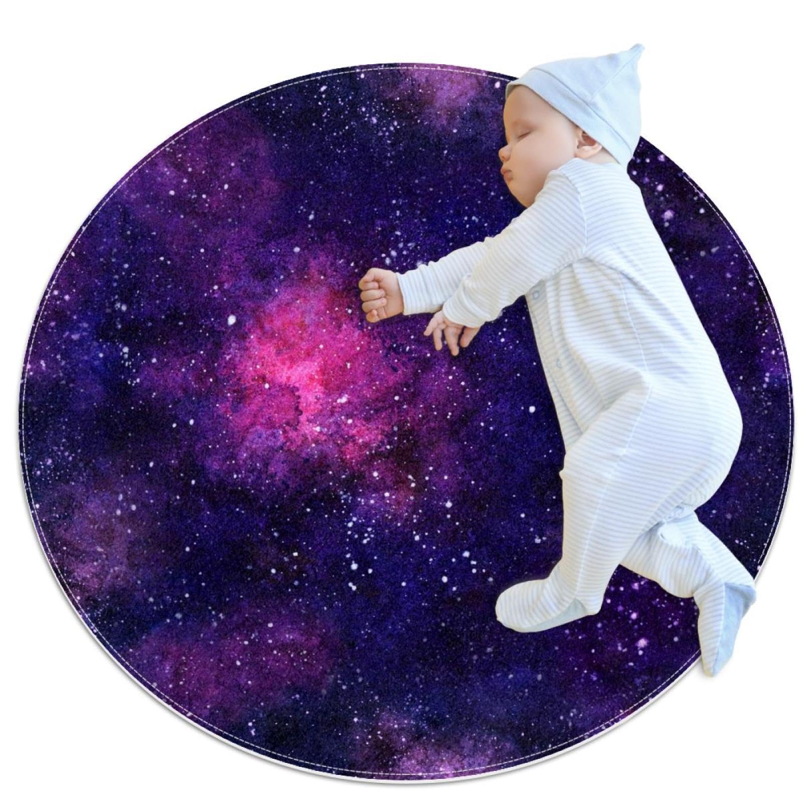 Tapis de bain ciel étoilé antidérapant rond 1m pour sol et chambre