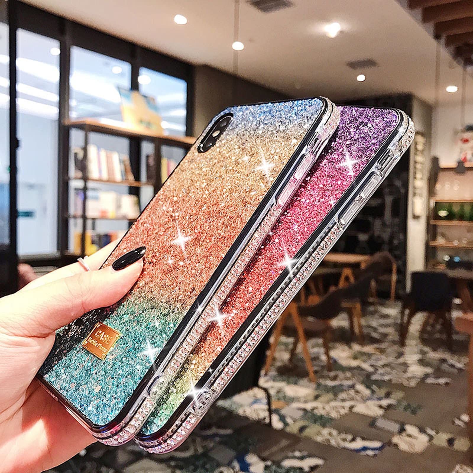 Amazon.co.jp: Glitter Crystal Phone Case for iPhone 13 11 12 Pro