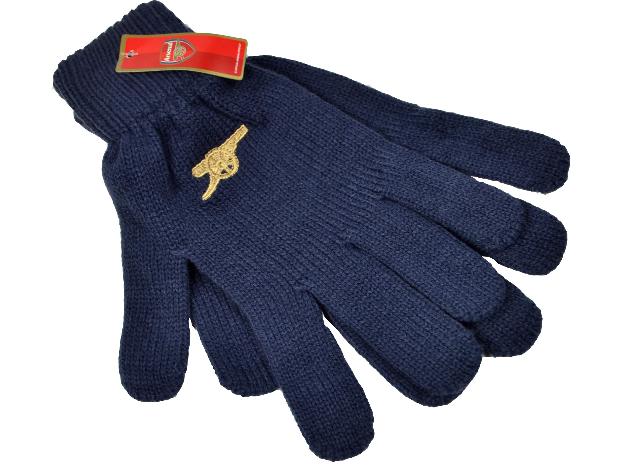 Arsenal FC Cannon Logo Guantes de punto adulto azul marino auténtico EPL
