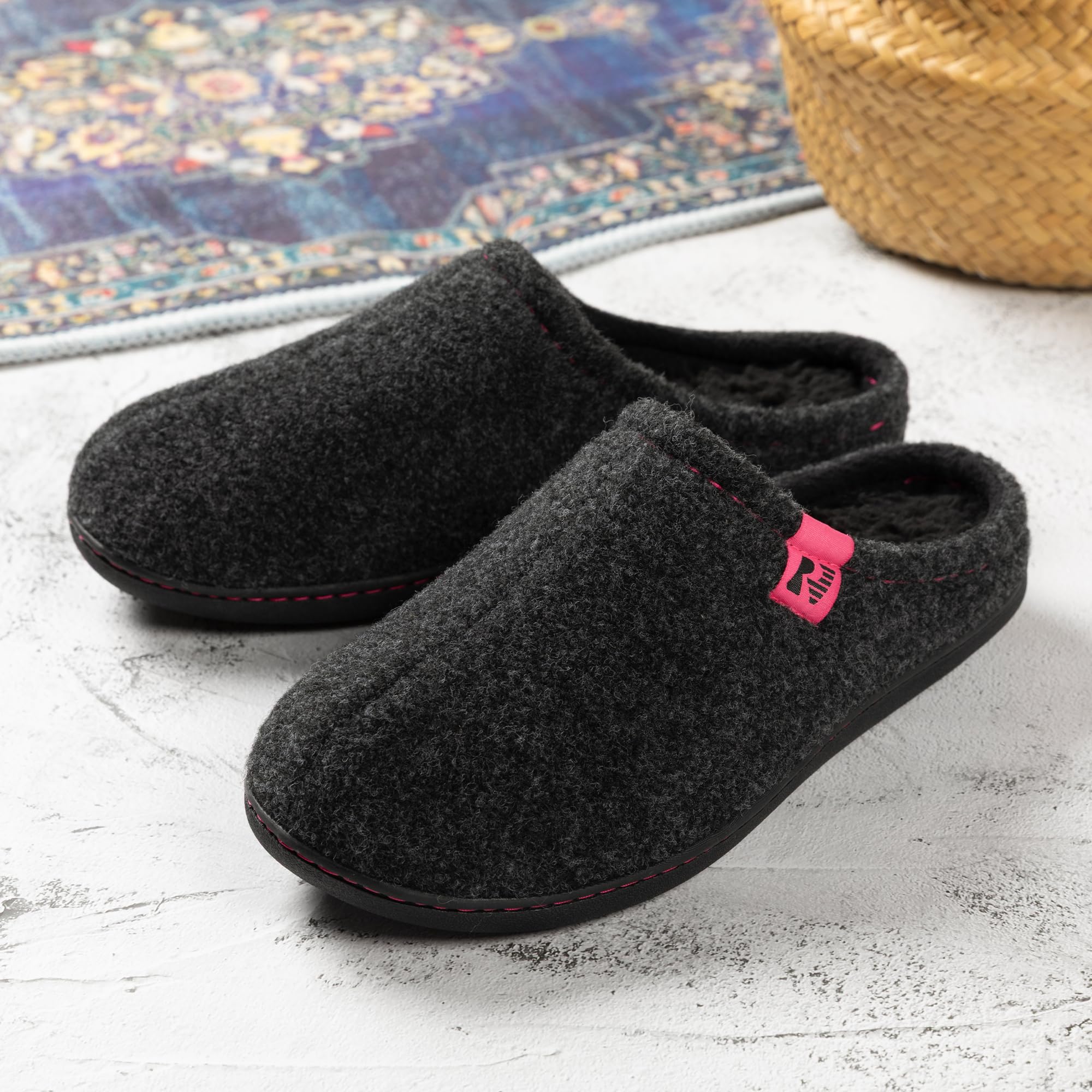 RockDove Pantofole da donna in feltro stile clog robuste antiscivolo per interni