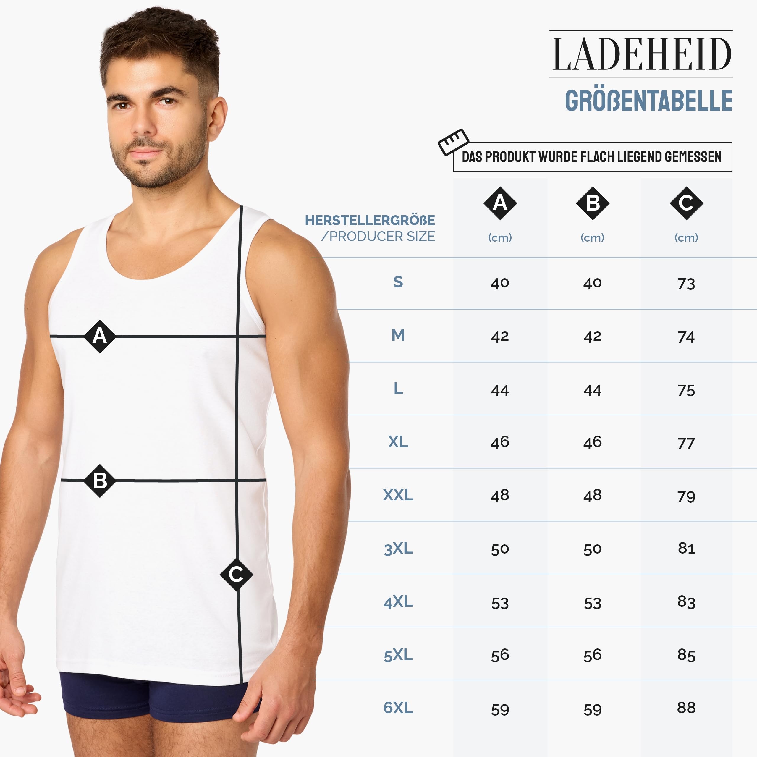 Ladeheid Débardeur Homme Maillot de Corps Homme Cotton Marcel Homme sous Vetement Homme Debardeur Homme Sport Lot de 3 Débardeurs en 100% Coton LA40-258