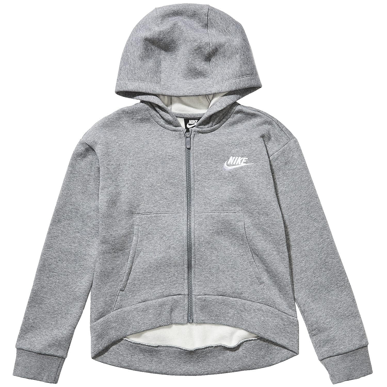 Nike Sportswear Club Fleece Older Kids Girls Full Zip Hoodie Grey