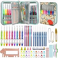 Vista 1 de Dasonwin Juego de 60 piezas de ganchos ergonómicos de ganchillo con estuche de viaje - Kit de agujas de ganchillo de aluminio para principiantes