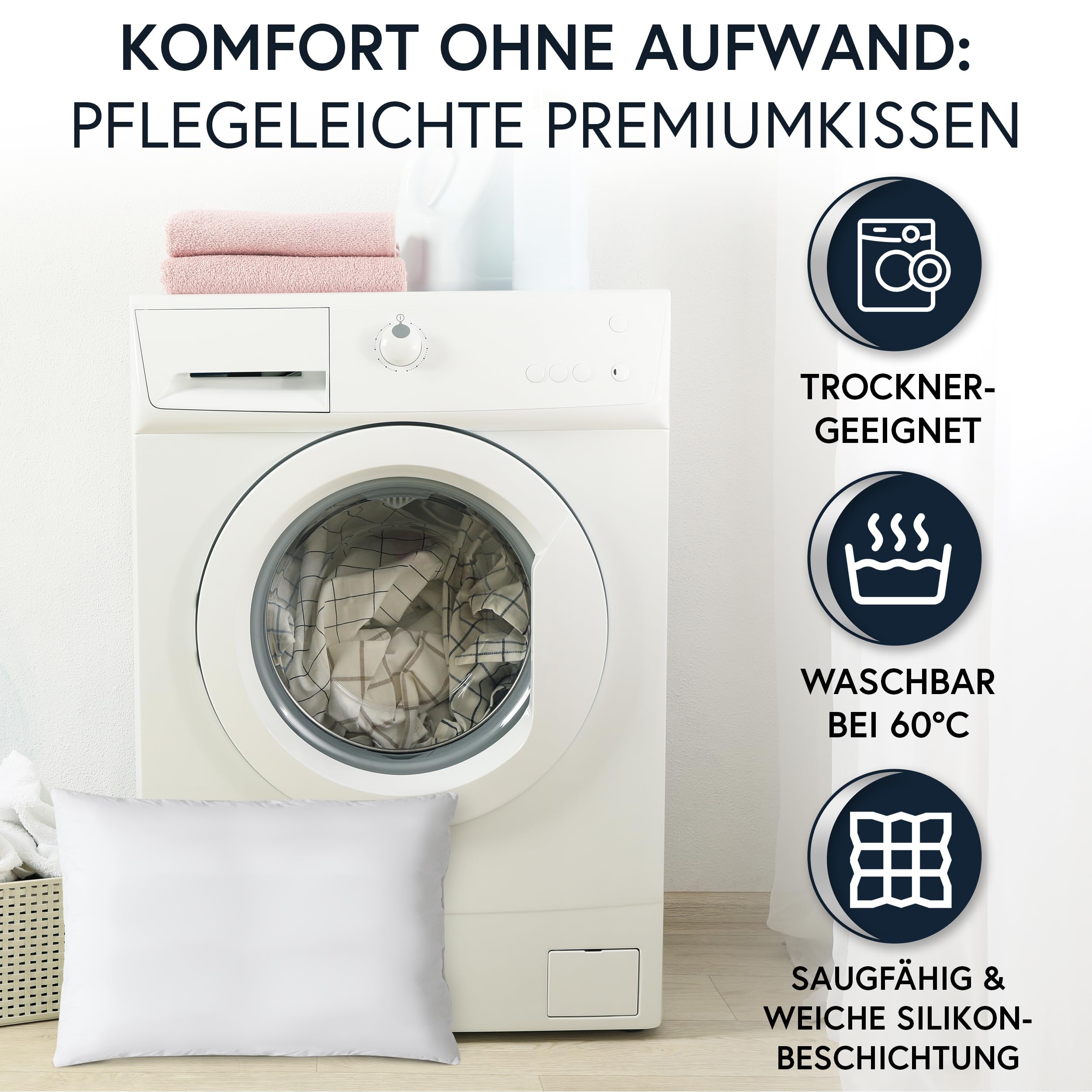 Moon Confezione Da 2 Cuscini Di Riempimento Non Tessuti, Per Interni, Per Divano, Circa 30 X 50 Cm, 240 G, Con Fibra Cava Arricciata (solida - Foto 4