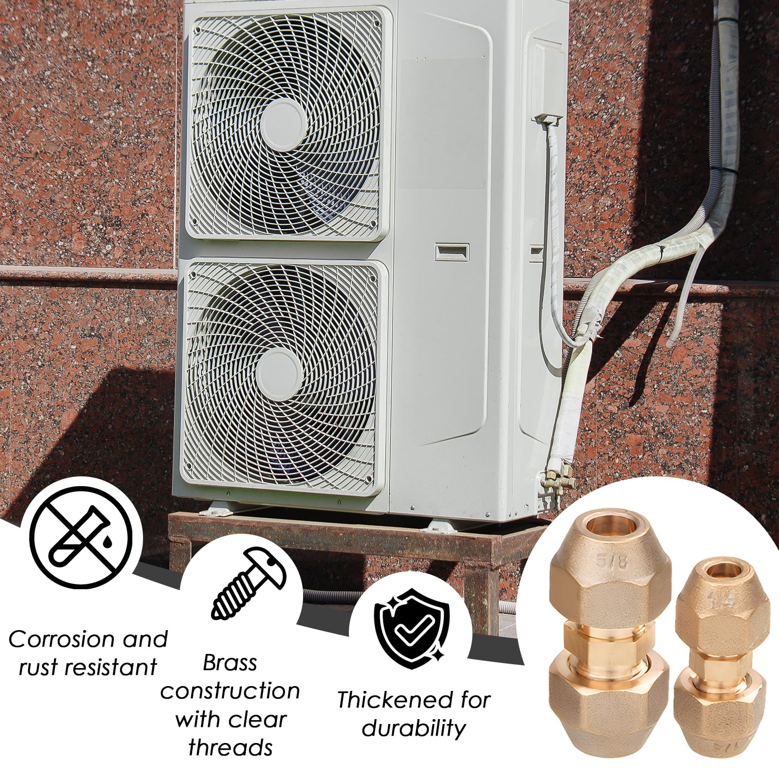 Set di prolunga per tubi di climatizzazione, 2 pezzi, collegamento tubo di rame di alta qualità per tubi refrigeranti 1/4 e 5/8, ideale per l'installazione e la riparazione di condizionatori d'aria