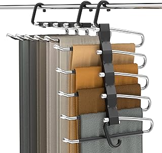 Pants Hangers Space Saving - 2 Pack Closet Organizer and Storage Jean Ha...