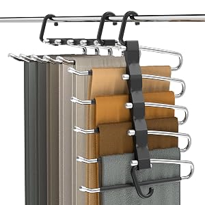 Pants Hangers Space Saving - 2 Pack Closet Organizer and Storage Jean Hangers Stainless Steel Anti-Slip Clothes Hanger