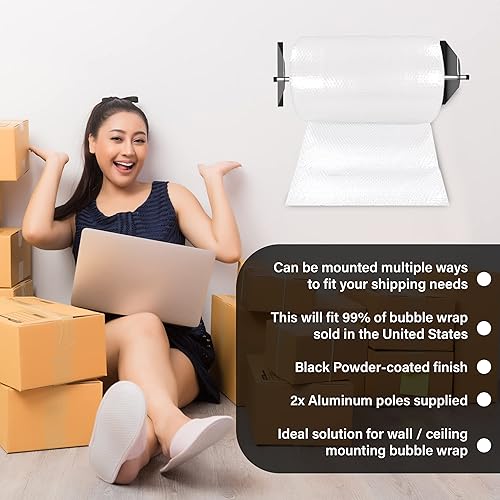 Miniatura 5 de Rollo de papel de espuma de envoltura de burbujas Soporte de montaje en techo Dispensador de papel Embalaje Equipo de envío 11.811 in -29.528 in