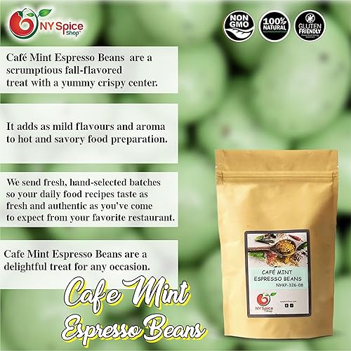 Miniatura 5 de NY SPICE SHOP Granos de café expreso cubiertos de chocolate  Café Mint Roasted Bean  Bolas de caramelo de café gourmet (8 onzas)