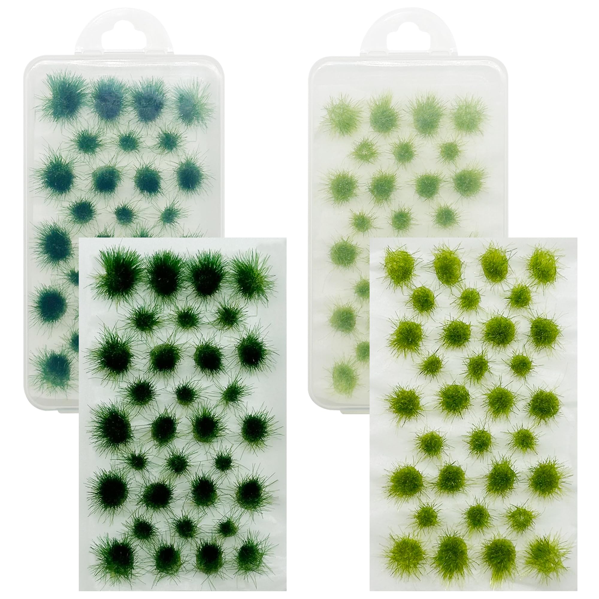 Cayway 64 PCS Static Grass Tuft Green Model Grass Tufts Railway Artificial Grass Miniature Grass Tuft Terrain Kit for DIY Model Railway Fairy Garden Diorama Scenery