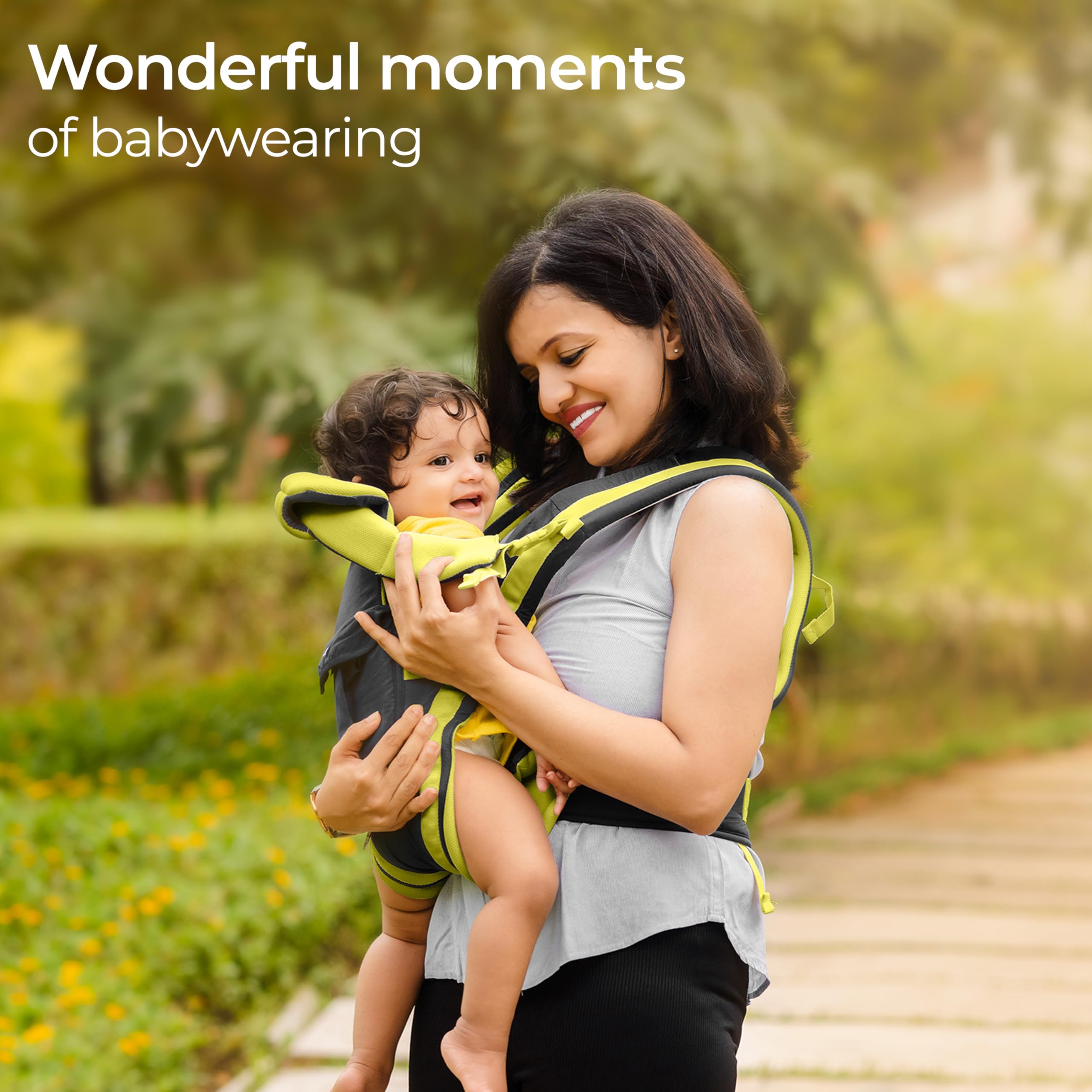 LuvLap Elegant Baby Carrier with 4 Carry Positions, Baby Carrier for 4 to 24 Months Baby,Adjustable New-Born to Toddler Carrier with Cushioned Leg Support, Max Weight Up to 15 Kgs(Black& Green) 4