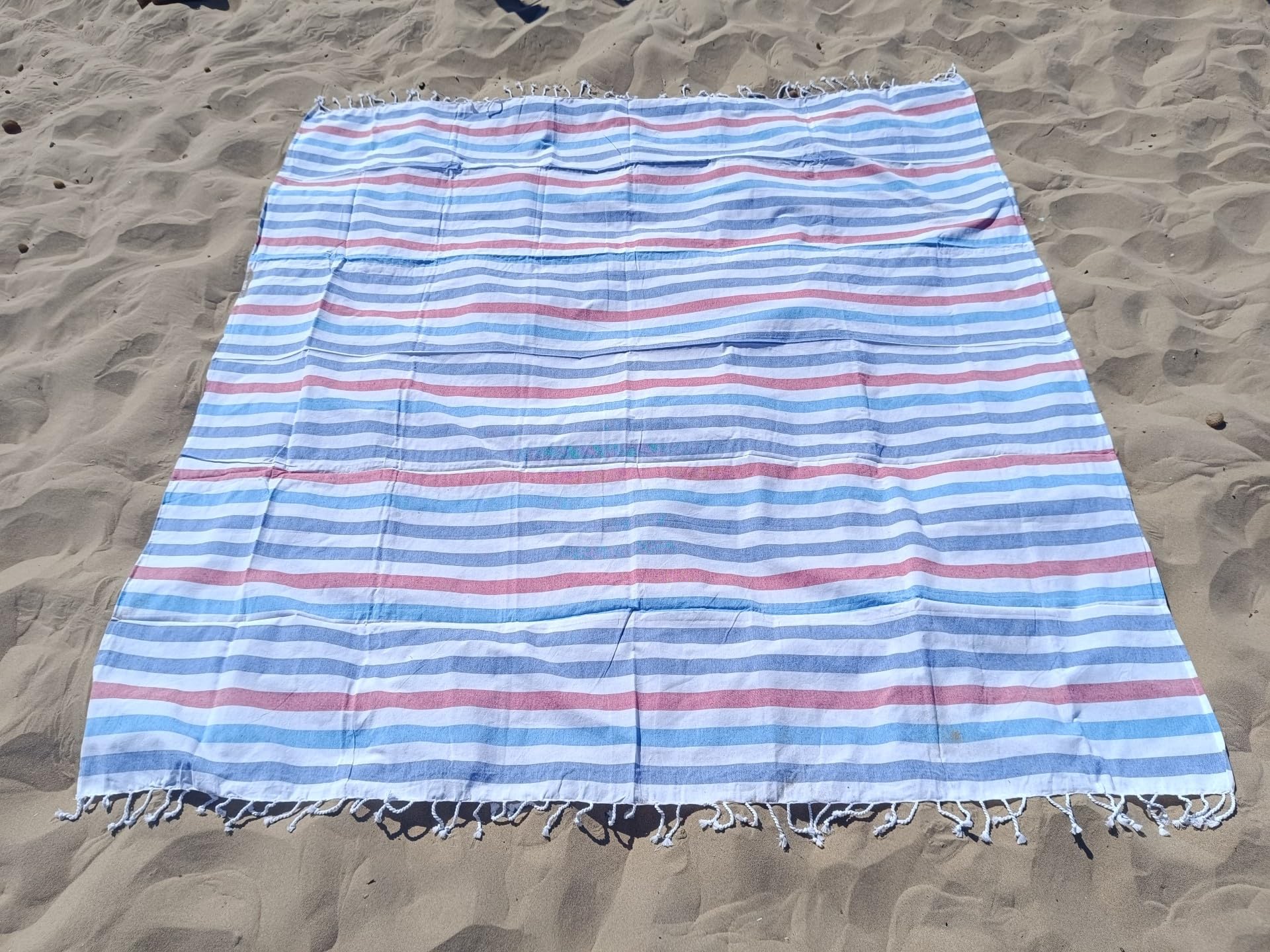 DHESTIA HOME - Pareo Fouta de Playa con Flecos Trenzados Tamaño Grande 200x200 cm Aghari - Color ÚNICO, Talla 200x200 cm
