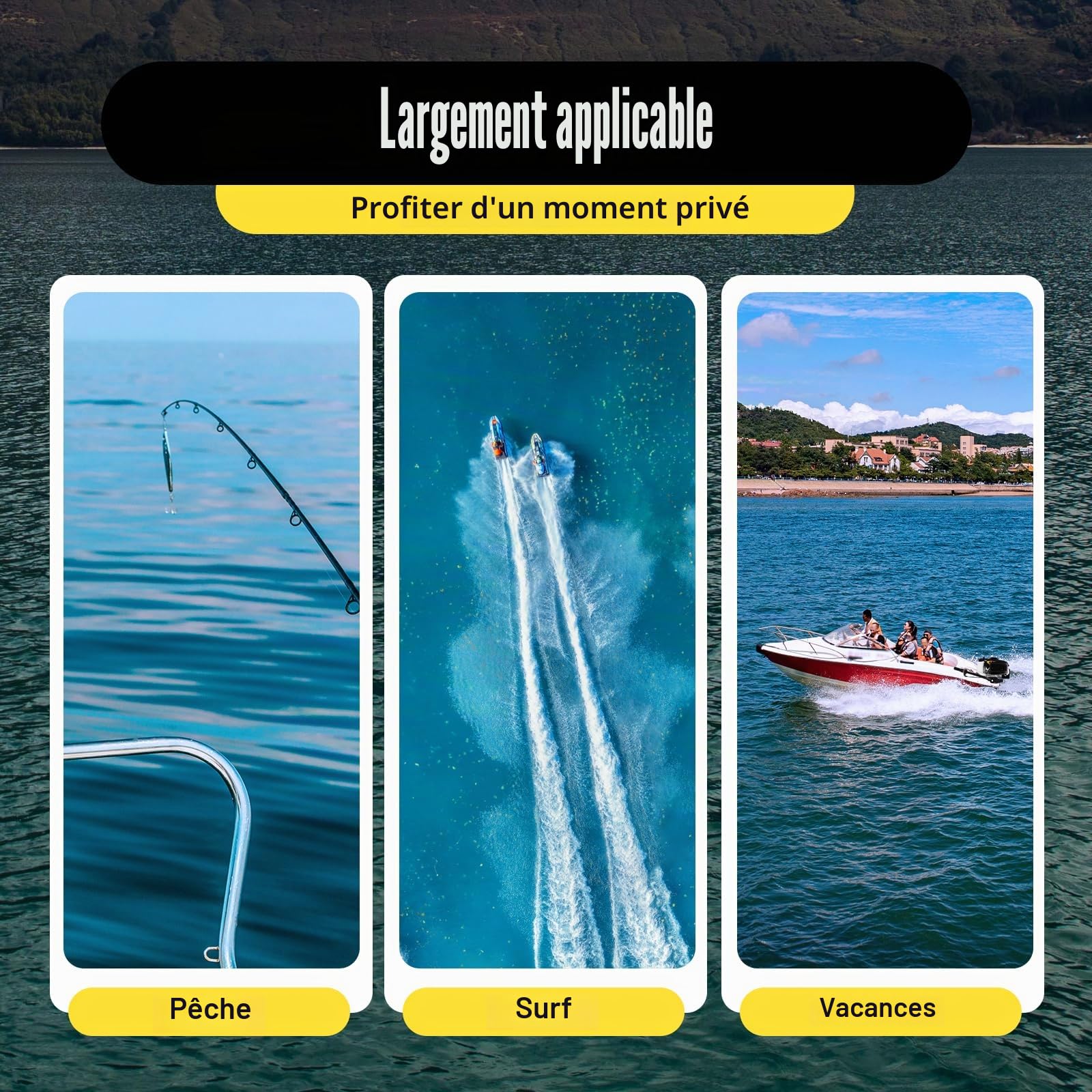 Moteur hors-bord à essence 4 temps 4 CV avec système de refroidissement à eau, allumage CDI, système de refroidissement à eau, vis de serrage de plaque arrière, pour bateaux gonflables, bateaux de
