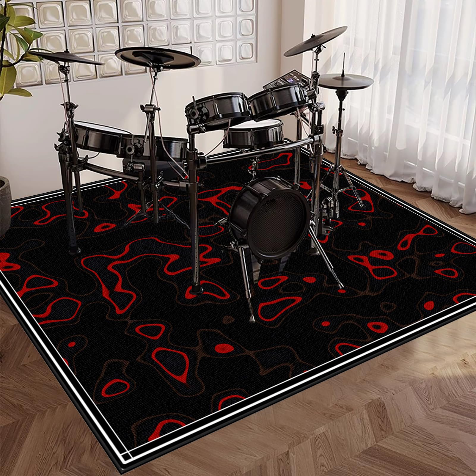 Dywanik perkusyjny, antypoślizgowy, dźwiękoszczelny, do użytku wewnątrz i na zewnątrz, elektroniczny zestaw perkusyjny jazzowy, do perkusji basowej, do użytku na zewnątrz, izolacja akustyczna, dywan
