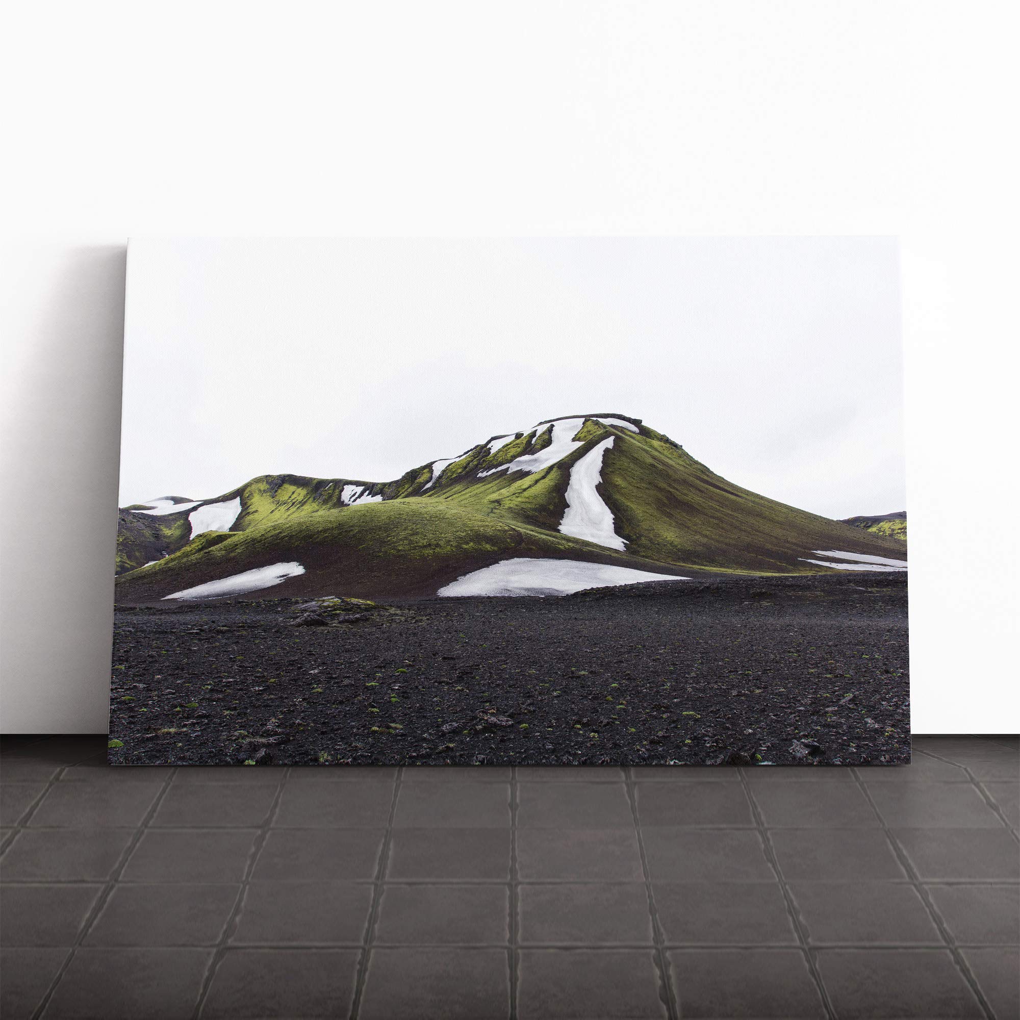 Landscape Snow on Hills Canvas Print | Gallery Wrapped 30mm Frame Wall Art | 20x14 inches | Ready to Hang | Modern Landscape Picture | Living Room Bedroom Lounge Office