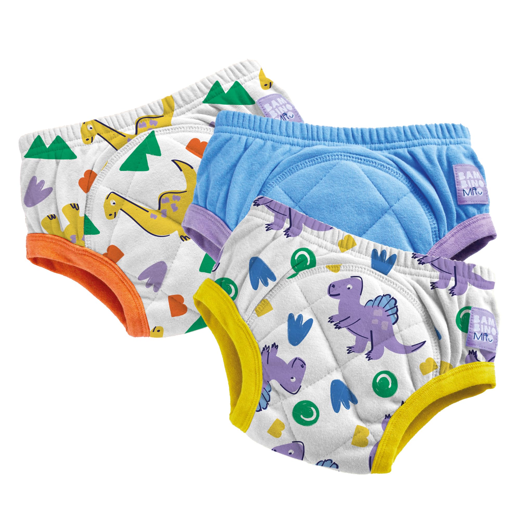 Bambino Mio Calzoncillos de aprendizaje reutilizables para bebé y niño pequeño, Pack de 3, 2-3 años, Dinos valientes, niños y niñas, ropa interior para dejar el pañal