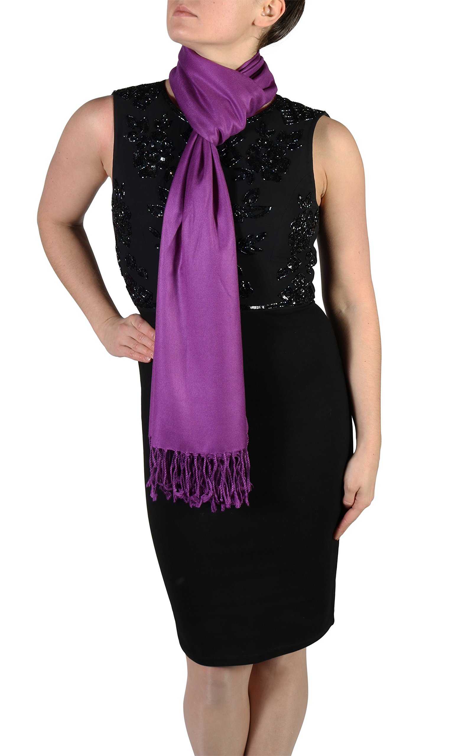 York Shawls Stola sciarpa pashmina da donna - Con Nappine - (20+ colori), fatta a mano