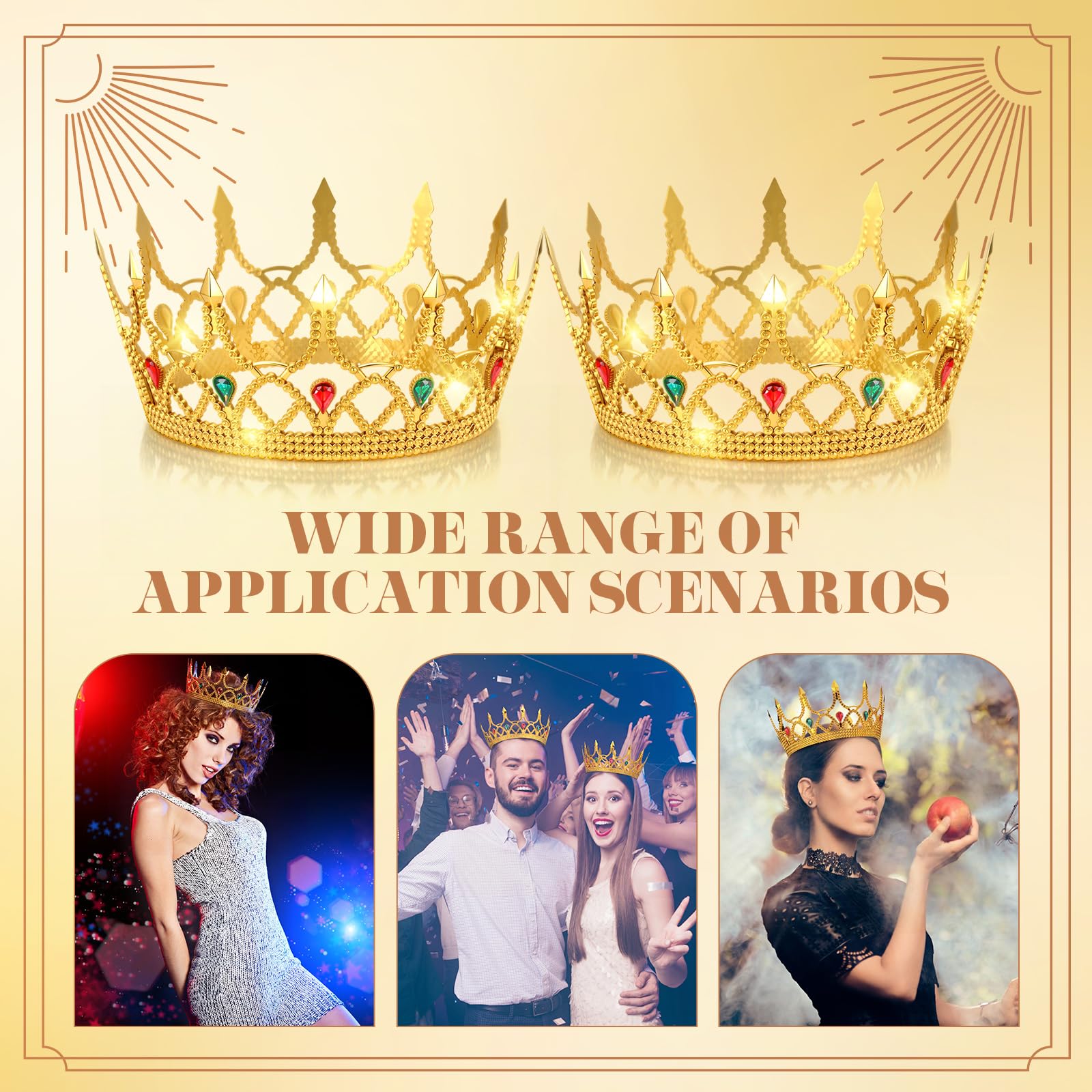Quelay 36 corone da re in oro regolabile da principe reale gioiello corona medievale per feste di compleanno costume reale cosplay divertimento