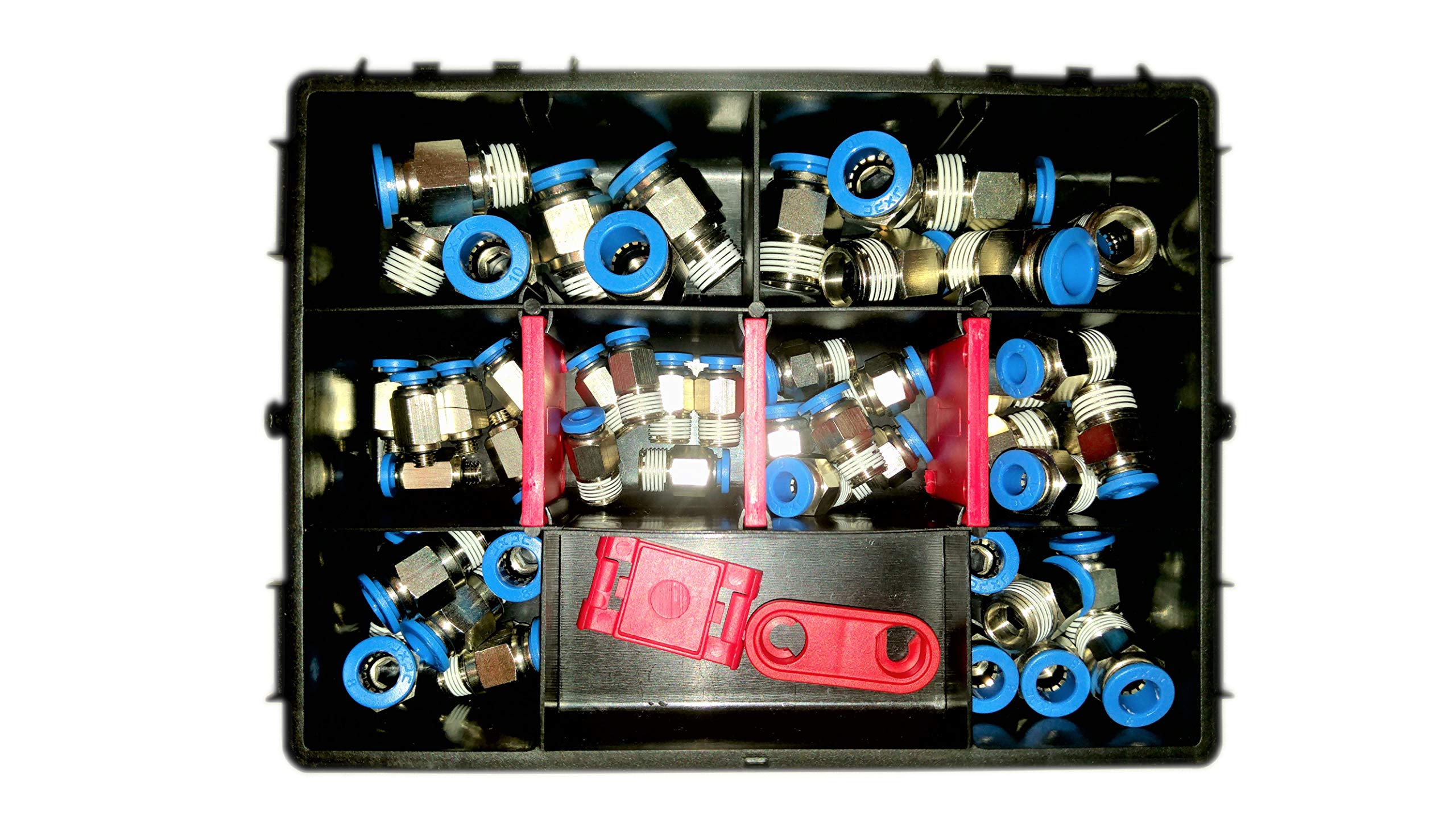 Pneumatik Sortimentbox bis zu 150 tlg. Druckluft Steckverschraubung Steckverbinder (MINI 48.tlg)