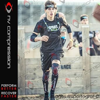Knee Sleeve/Support (Single or Pair) Essential Race & Recover Premium Sleeve for Meniscus Tear, ACL, MCL Running & Arthritis (1 Pair - Black/Red, Medium)