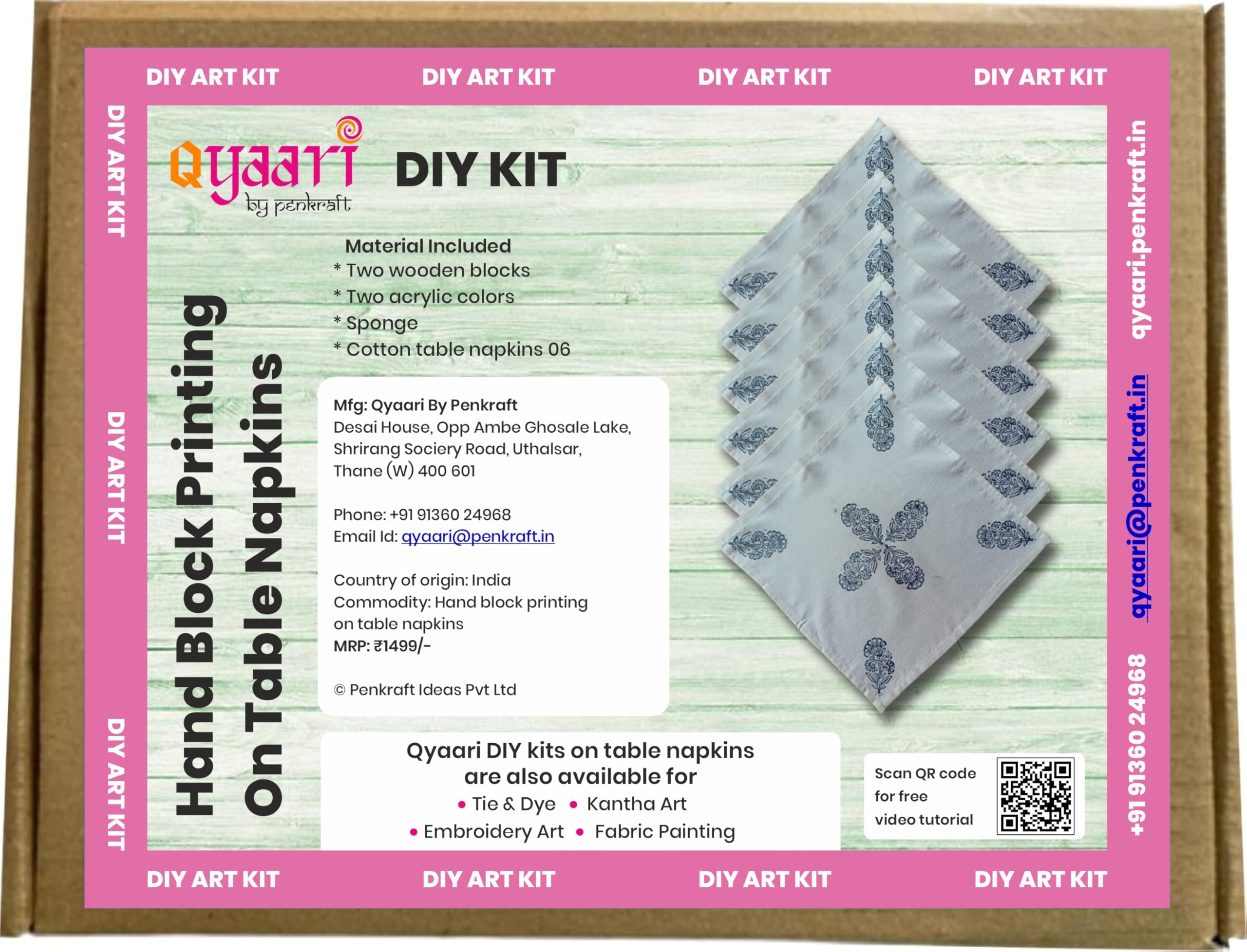 Penkraft Block Printing DIY Kit - Table Napkins (Set of 6) | Qyaari-picture-22