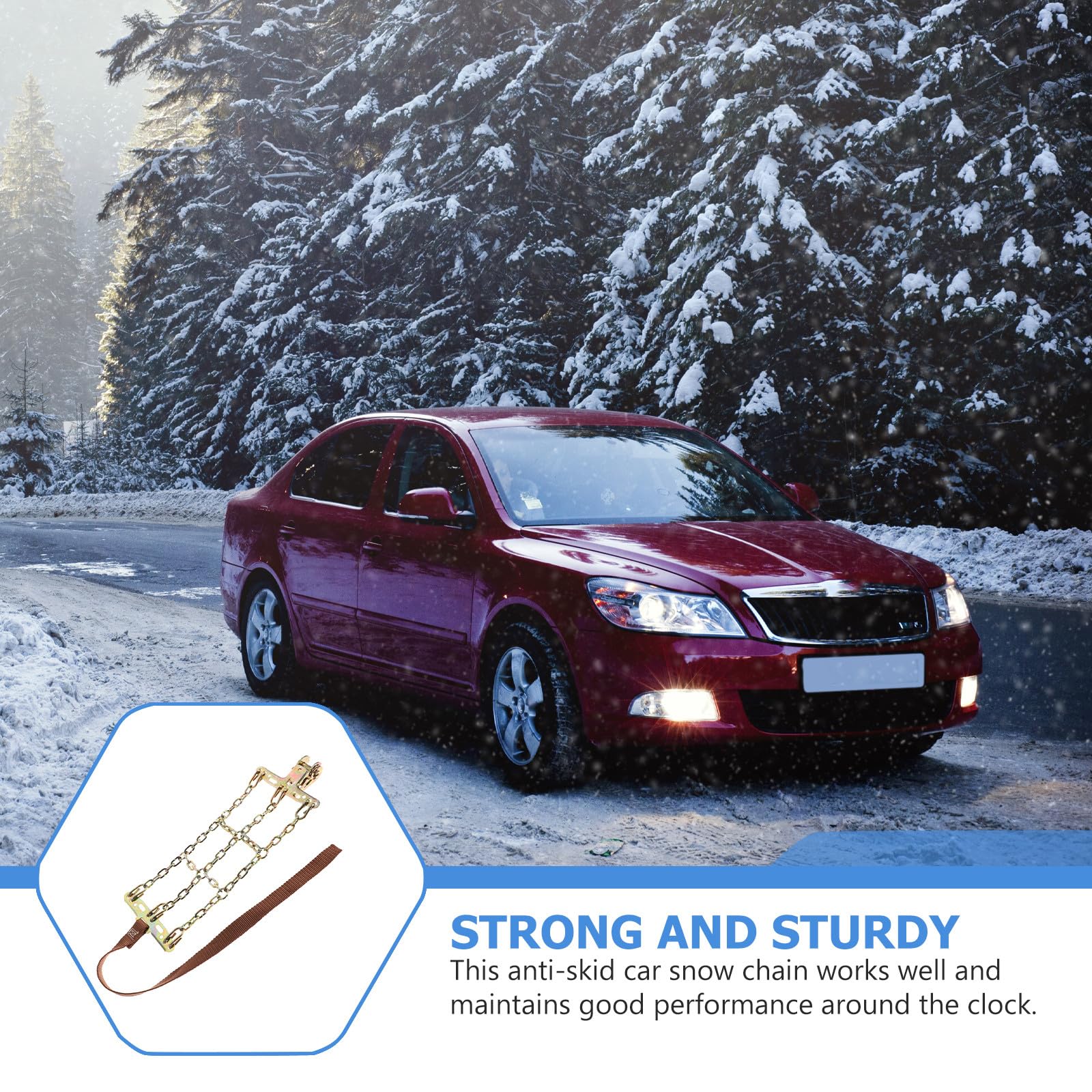 Abaodam Cadena Antideslizante para Nieve de Acero Diseño Equilibrado y Almohadilla Resistente para Neumáticos de Coche Suv en Invierno