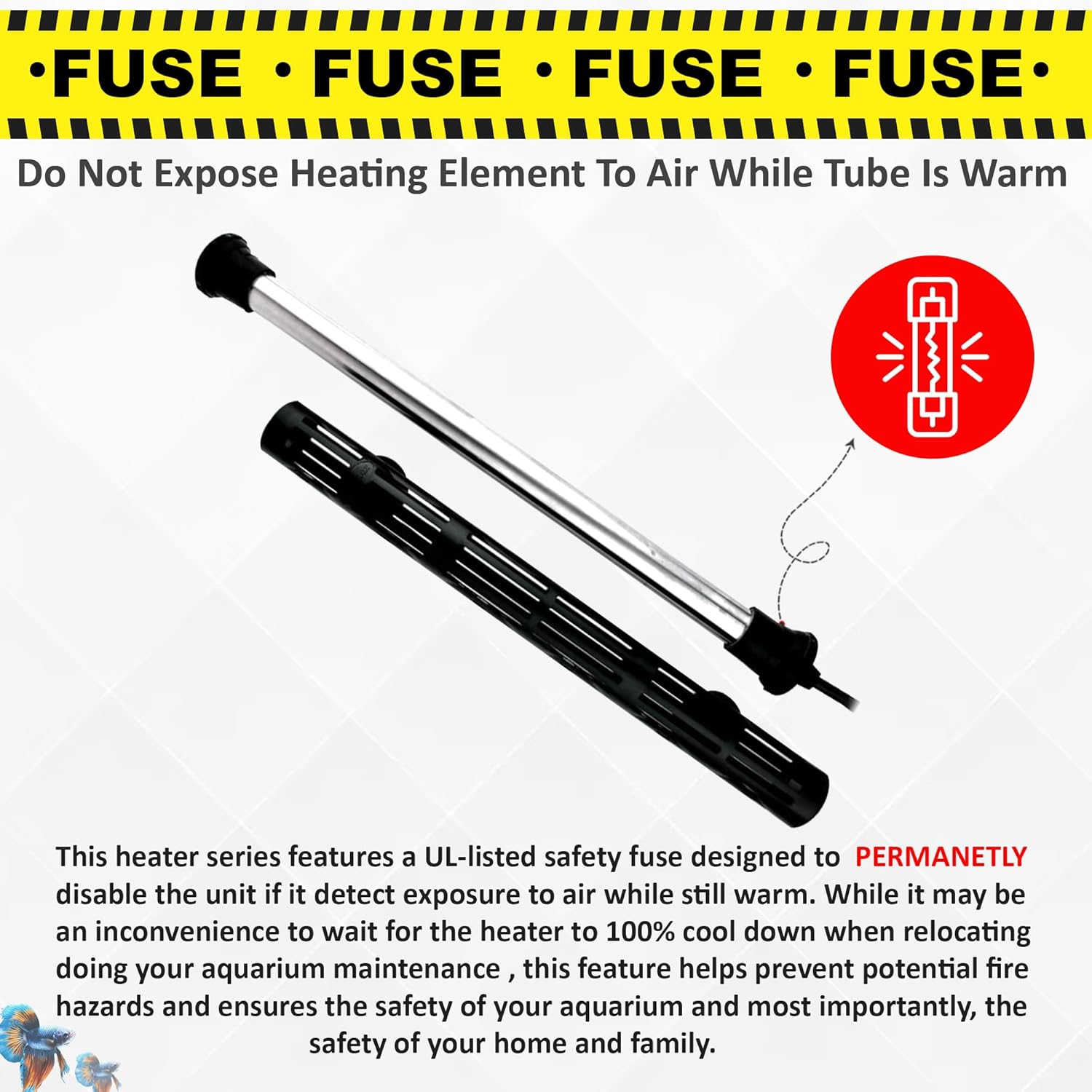 Finnex HMK-300 Titanium Aquarium Heater - 300 watt - AquaCave.com | AquaCave Finnex(フィネックス) チタン水槽ヒーター THUシリーズ プレミアムニッケルコイル 大型19mmチューブ ヒーターガード 3