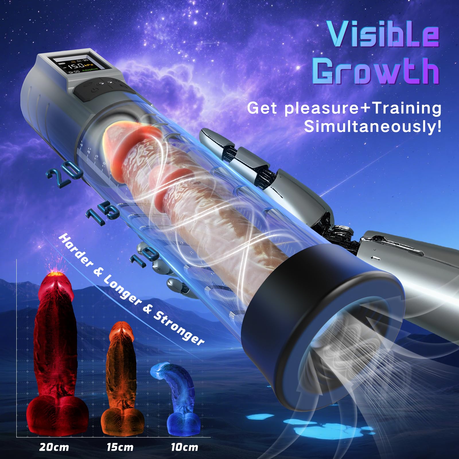 HIVEFUN Pompe à Pénis Sex Toys Homme Masturbateurs Masculins, Pompe Penis Masturbateur Automatique avec Mode Adaptive 6 modes de succion, Affichage LCD Masturbeuse Masculin Agrandir son Pénis