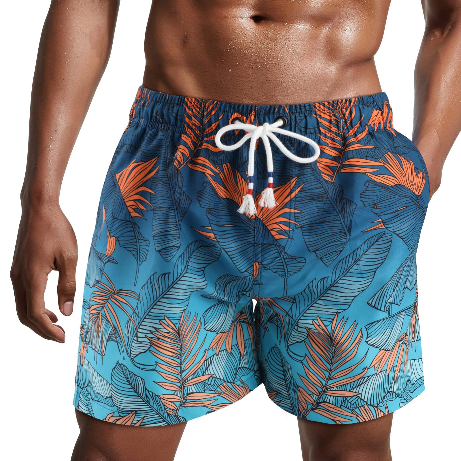 Danfiki Pantaloncini Costume da Bagno Uomo Asciugatura Veloce Calzoncini da Beach Costume da Bagno Fodera Rete con Taschino e Coulisse Trunks
