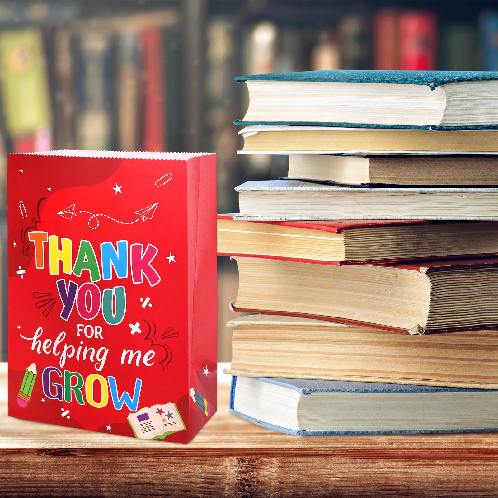 Fancy Land Teacher Appreciation Gift Bags 18 Pcs Thank You Teachers Goody Bags Party Favor Paper Bright Colorful