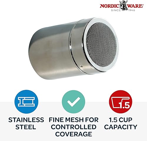 Miniatura 3 de Nordic Ware Plumero de azúcar, capacidad de 1.5 tazas, acero inoxidable