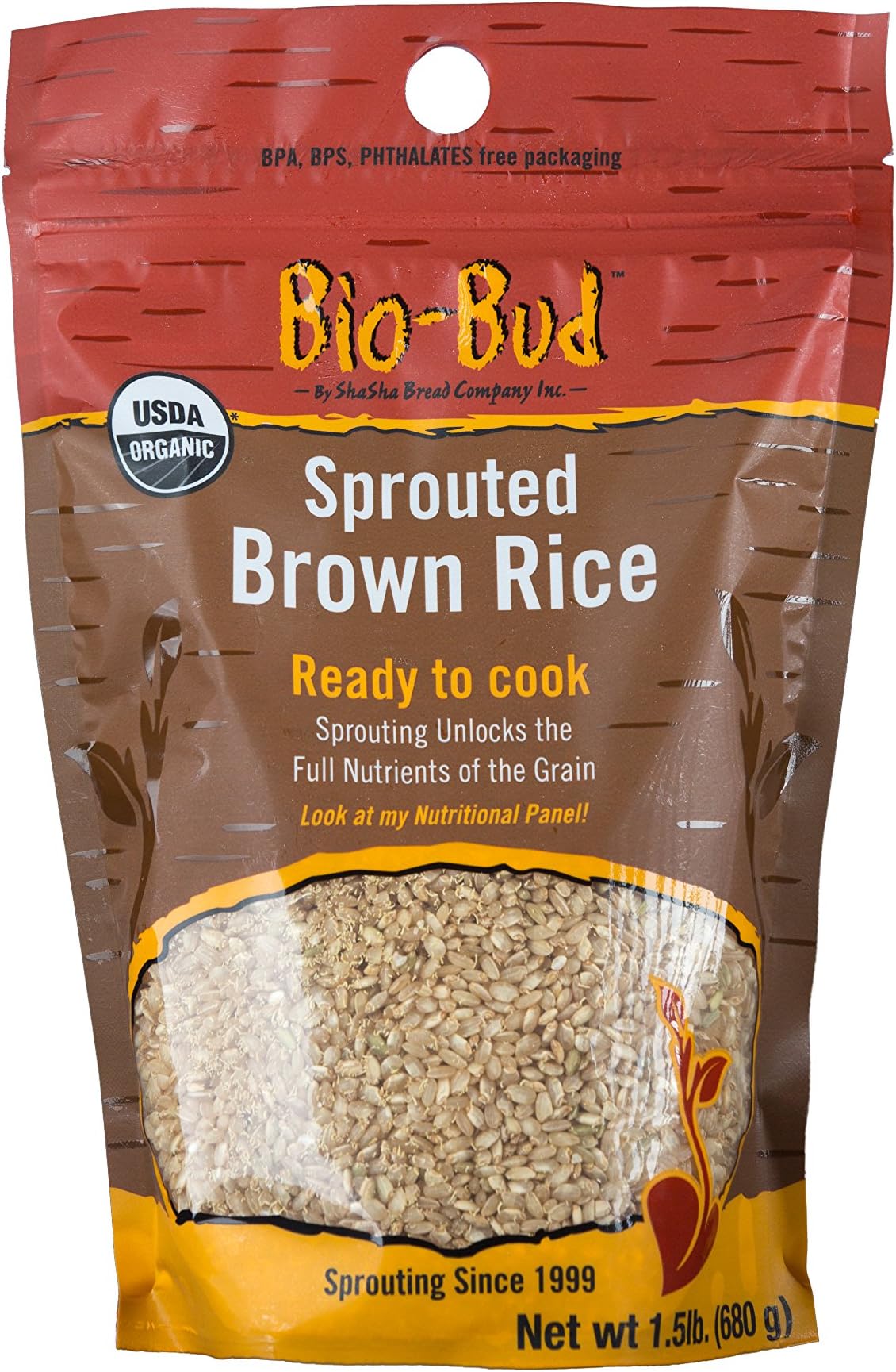 ShaSha Organic Sprouted Bio-Buds, Brown Rice, 1.5 lbs(680g)