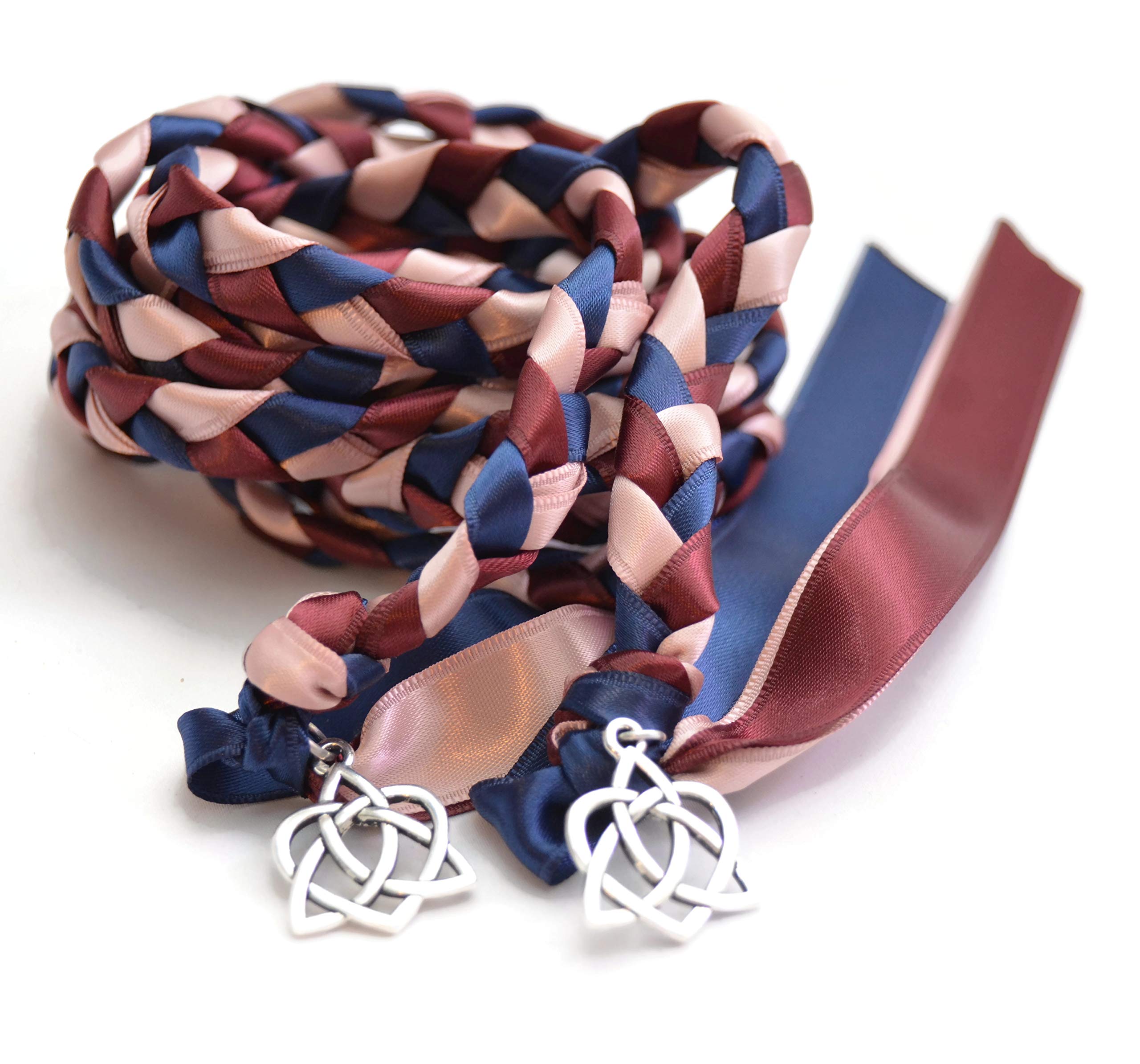 Divinity Braid Navy Rose Gold with Silver Celtic Heart Knot Wedding Handfasting Cord #Handfasting #Celtic #CelticHandfasting #Wedding #WeddingHandfasting