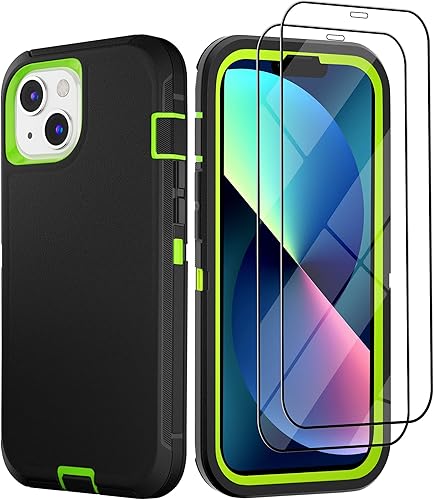 PQC Funda para iPhone 13 Pro Max con 2 protectores de pantalla, resistente de grado militar, funda de cuerpo completo (negro y verde) PQC Funda para iPhone 13 Pro Max con 2 protectores de pantalla, resistente de grado militar, funda de cuerpo completo (negro y verde)