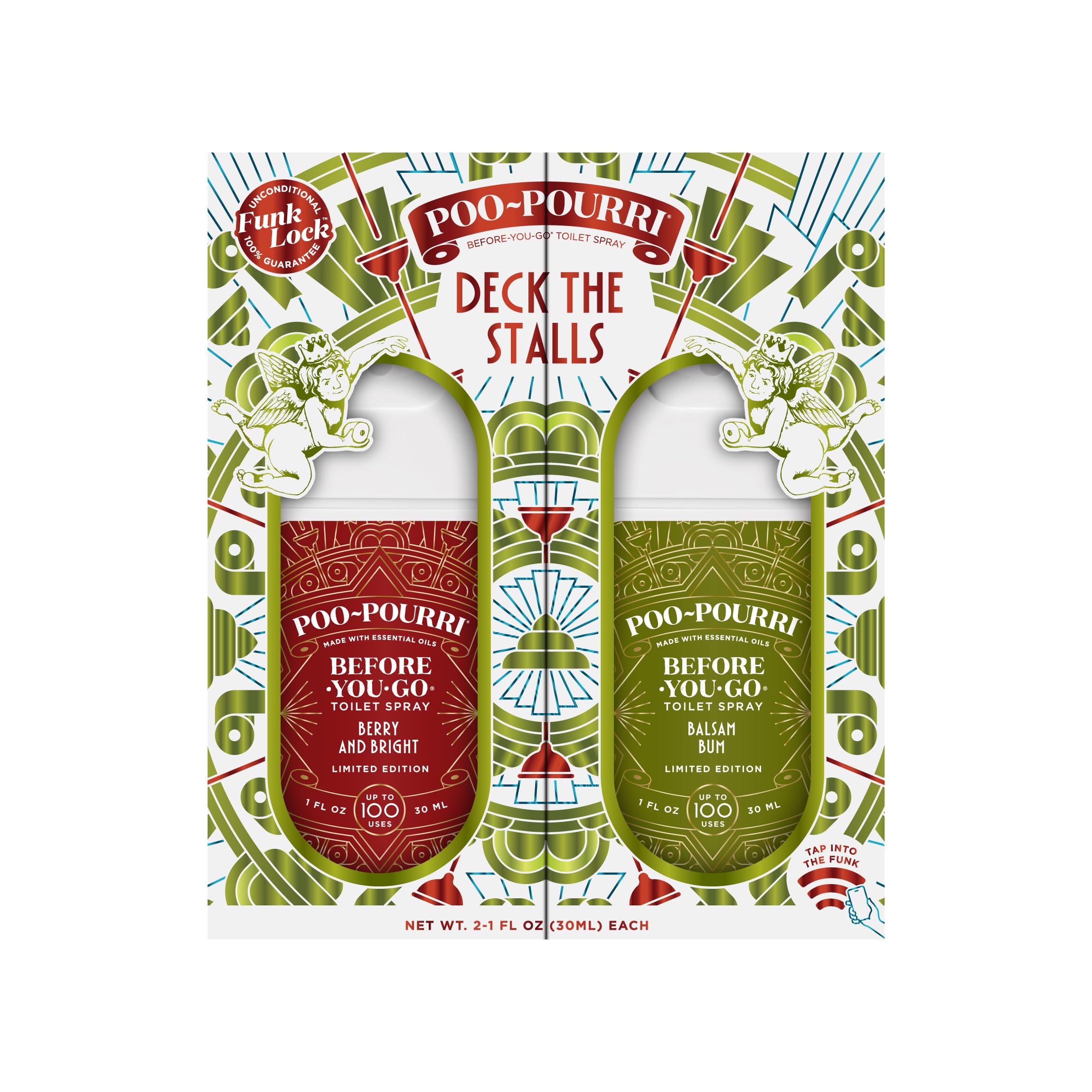 Poo-PourriDeck The Stalls Tear Away Gift Set, Berry and Bright 1 Fl Oz Pocket Sprayer and Balsam Bum 1 Fl Oz Pocket Sprayer