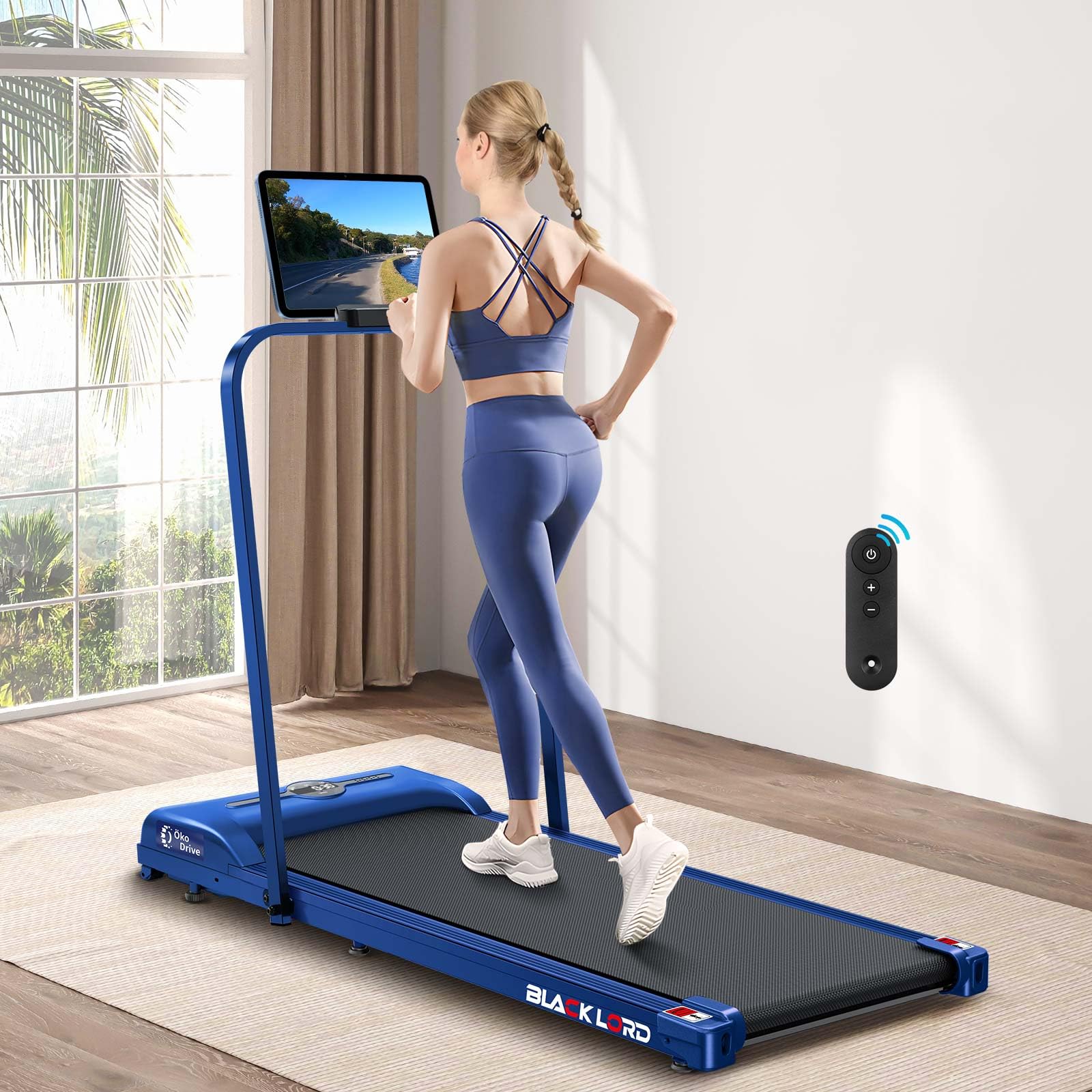 BLACK LORD 4-in-1 Laufband 9% Steigung, kompakt tragbar Treadmill 1–16 km/h, Büro Zuhause, 3,2 PS, 12 voreingestellte Programme, App-Steuerung & Fitness-Tracker, LED-Display,Handlauf,Silber