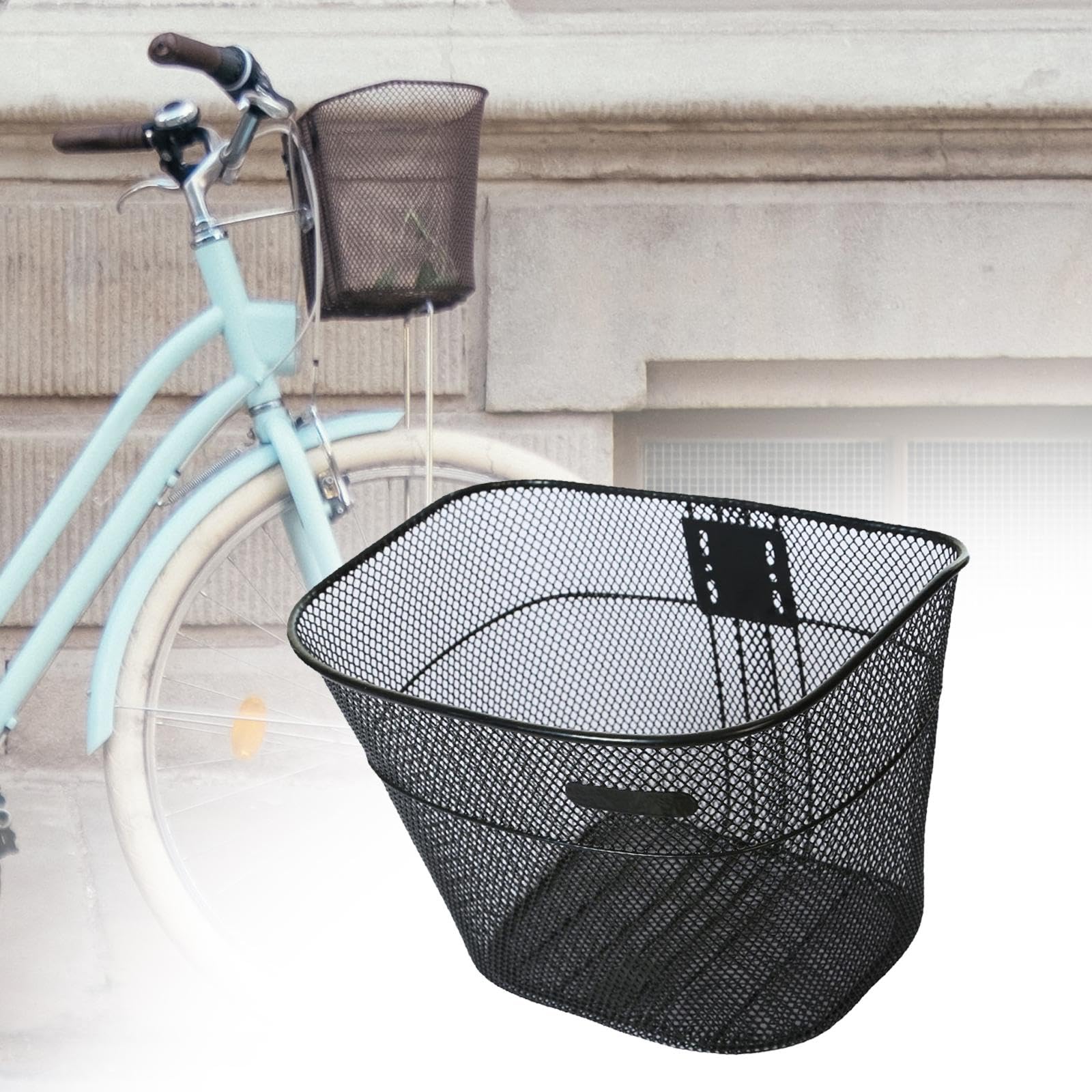 DYNWAVE Bike Basket Bicycle Cargo Rack Detachable Riding Storage Gadget Bicycle Basket Bike Storage Basket for Shopping Schools Electric Vehicles, Black