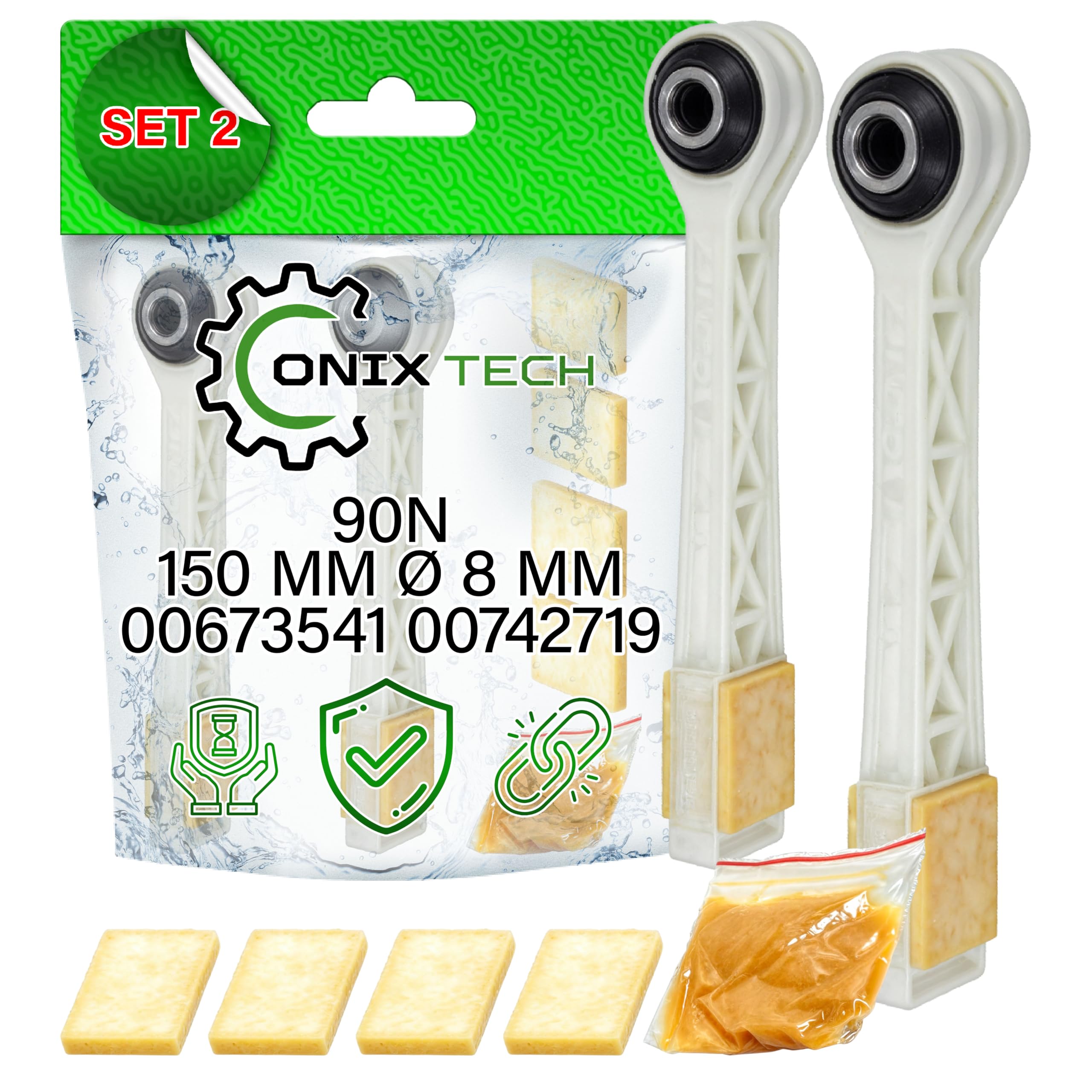 Recamania Kit 2 Ammortizzatori Per Lavatrice Bosch, Ricambio Originale Per Modelli WAS... - 2