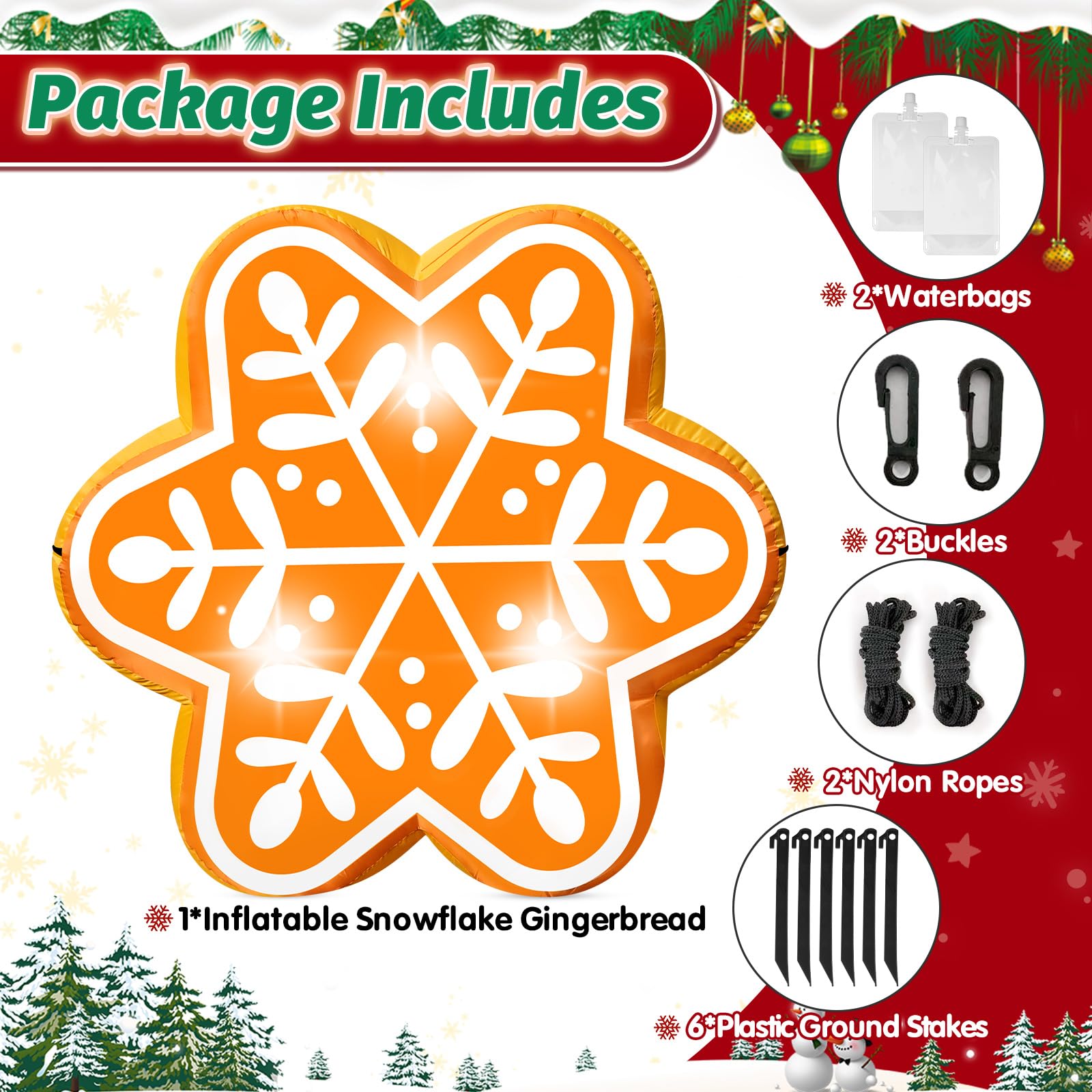 4.6FT Christmas Inflatable Pumpkin Blow-up Build-in 4 LED Lights for Pink Christmas Outdoor Decorations Giant Inflatable Fake Pumpkins for Winter Xmas Party Decor Yard Garden Lawn: Snowflake