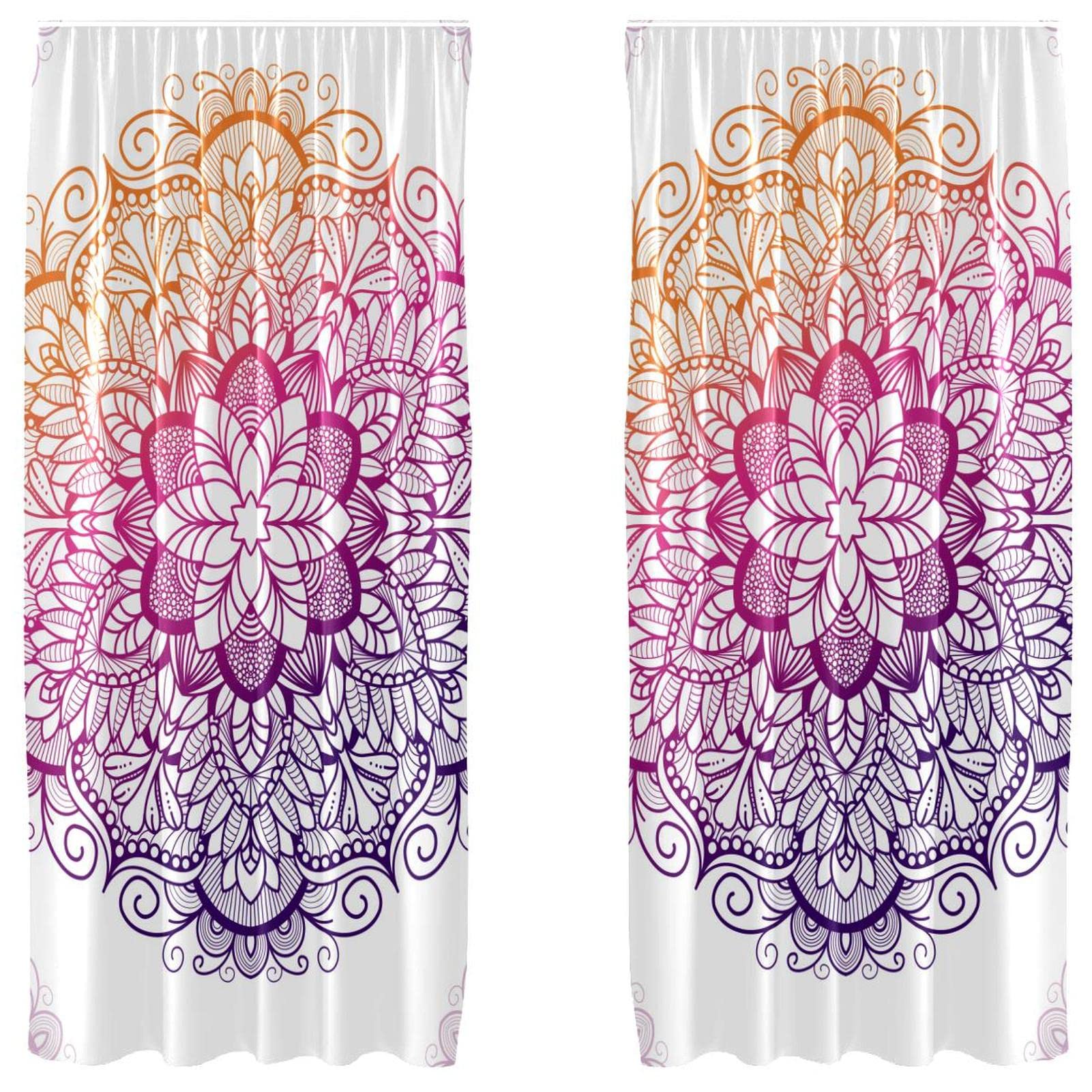 Cortinas opacas de microfibra suave con estampado floral indio de alta calidad