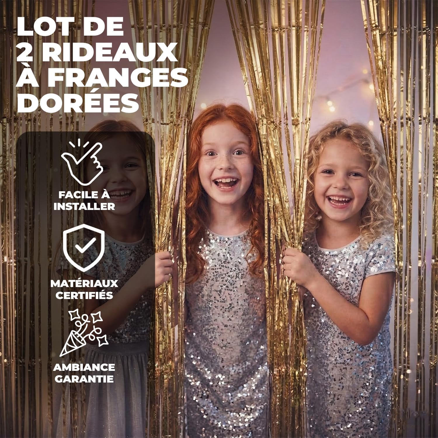 SparkL 2 Rideaux Paillettes à Franges Argentées | Grand Rideau 2 Mètres de Haut | Taille Ajustable et Pose Facile | Déco Fête, Anniversaire, Mariage, Soirée Déguisée, Nouvel an | OriginalCorner