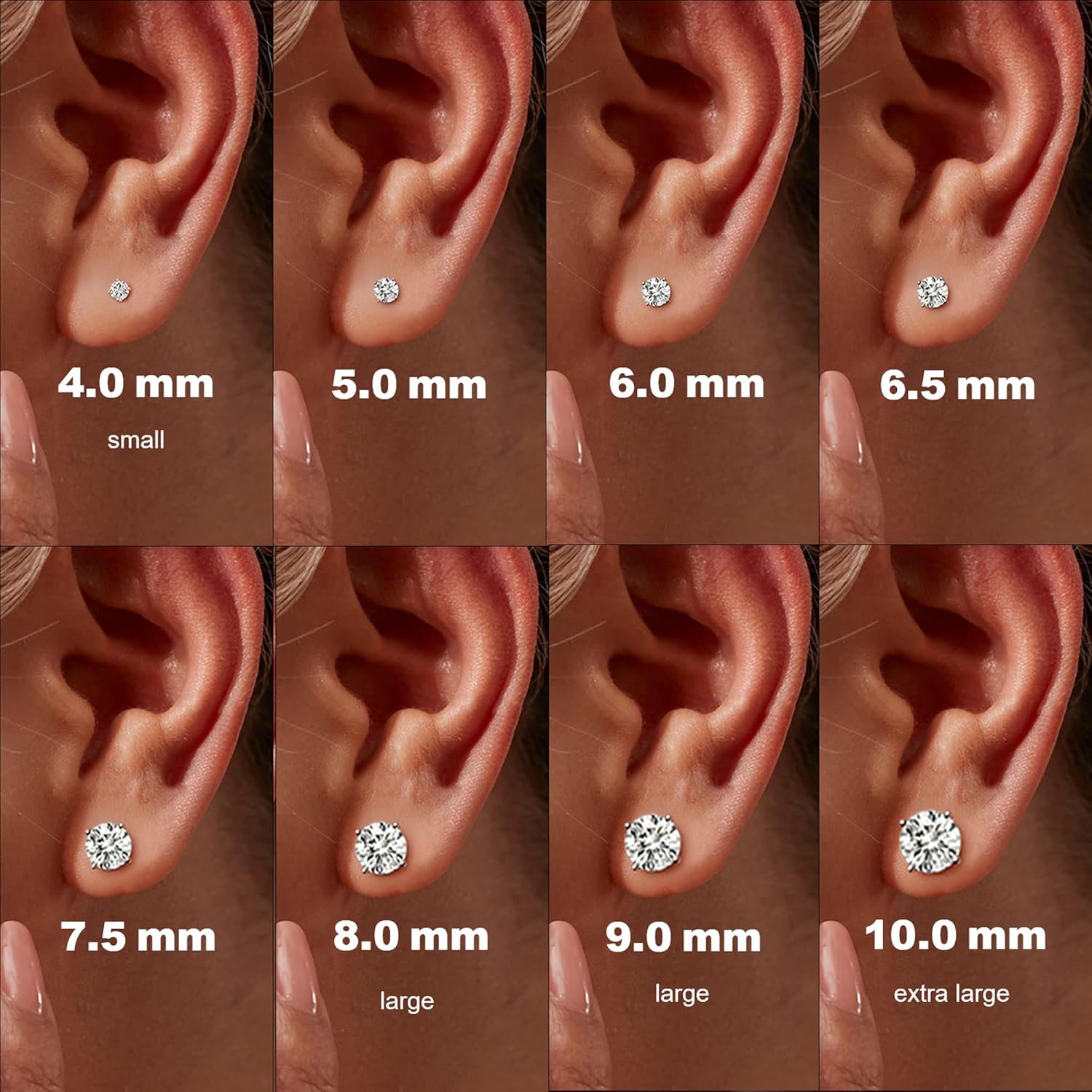 Moissanite Stud Earrings, Round Cut D Color VVS1 Clarity Lab Created Moissanite Earrings Studs 18K White Gold Plated 925 Sterling Silver Jewelry for Women Men - Image 5