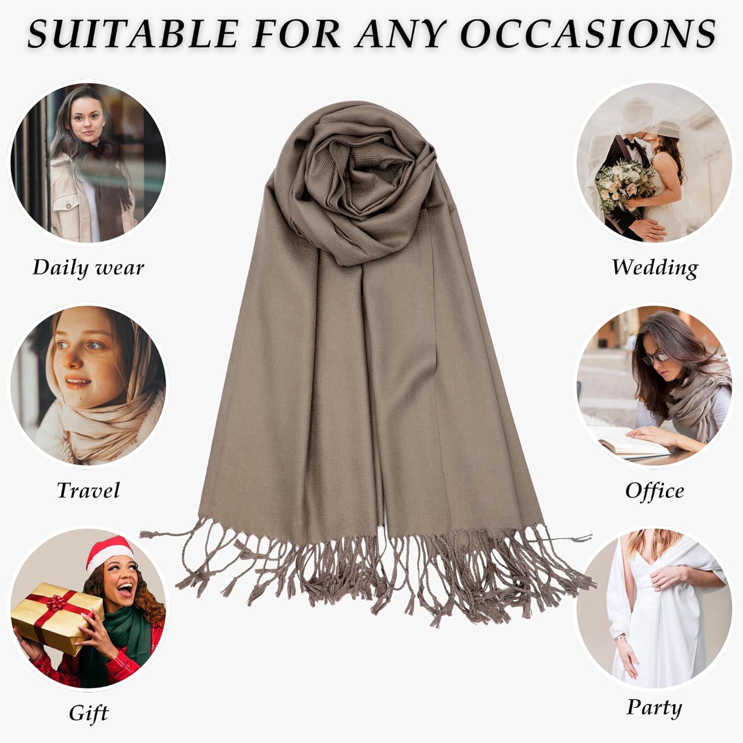 Achillea Soft Silky Pashmina Scarf for Women – Shawl Wrap for Evening Dresses, Bridesmaids, Weddings & Everyday Wear - Image 6