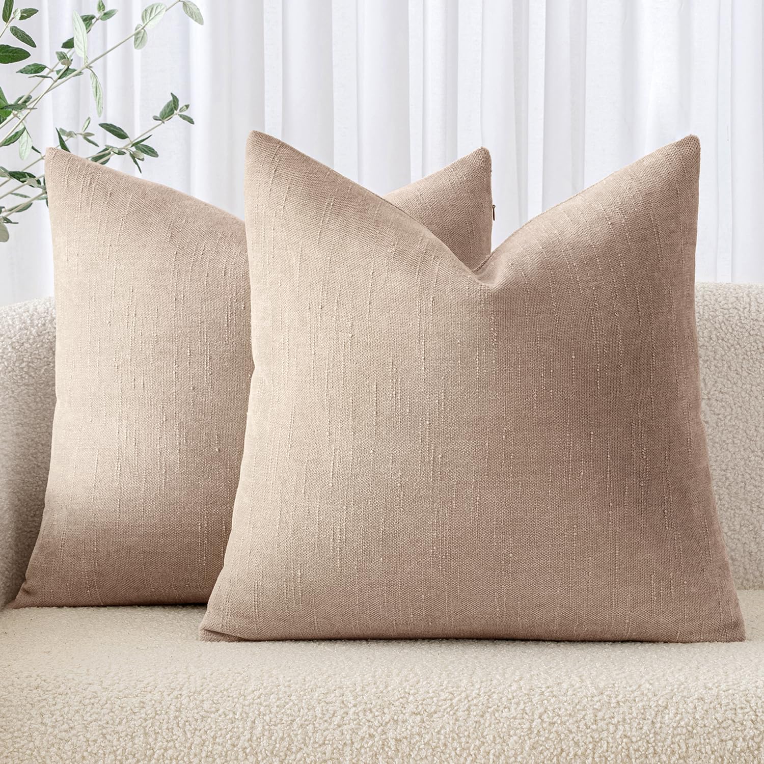 Photo 1 of MIULEE Textured Chenille Throw Pillow Covers 18x18 Inch Irish Cream